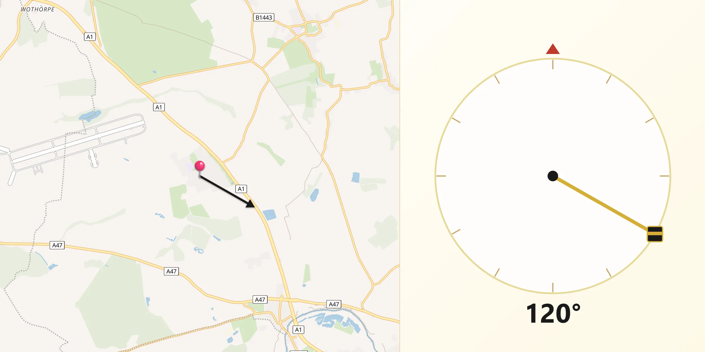 Qibla Direction from Wittering