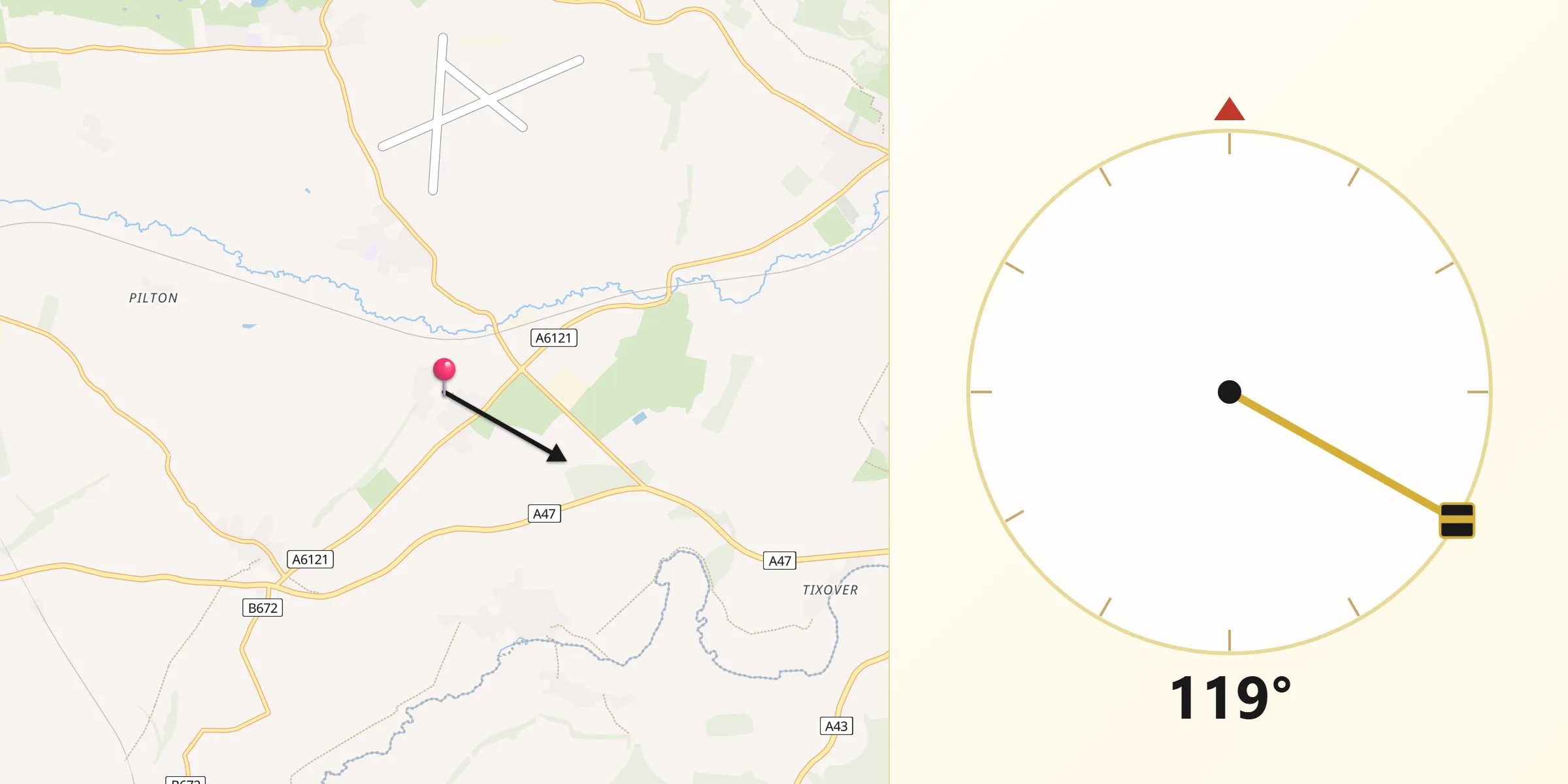 Qibla Direction from South Luffenham