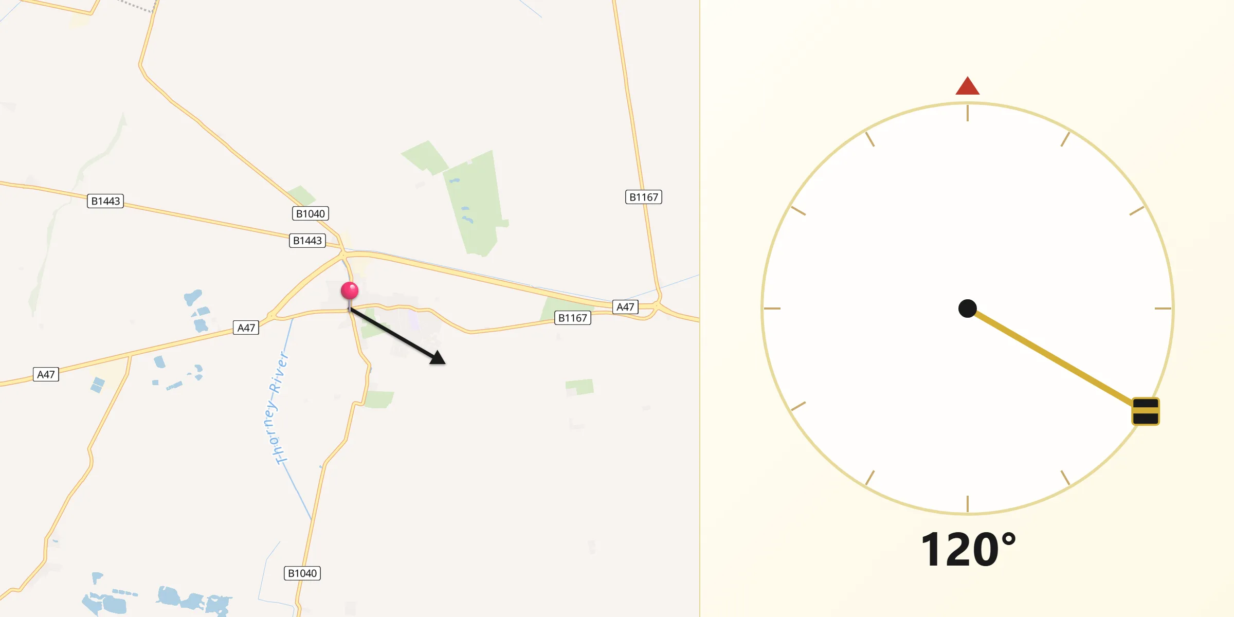 Qibla Direction from Thorney