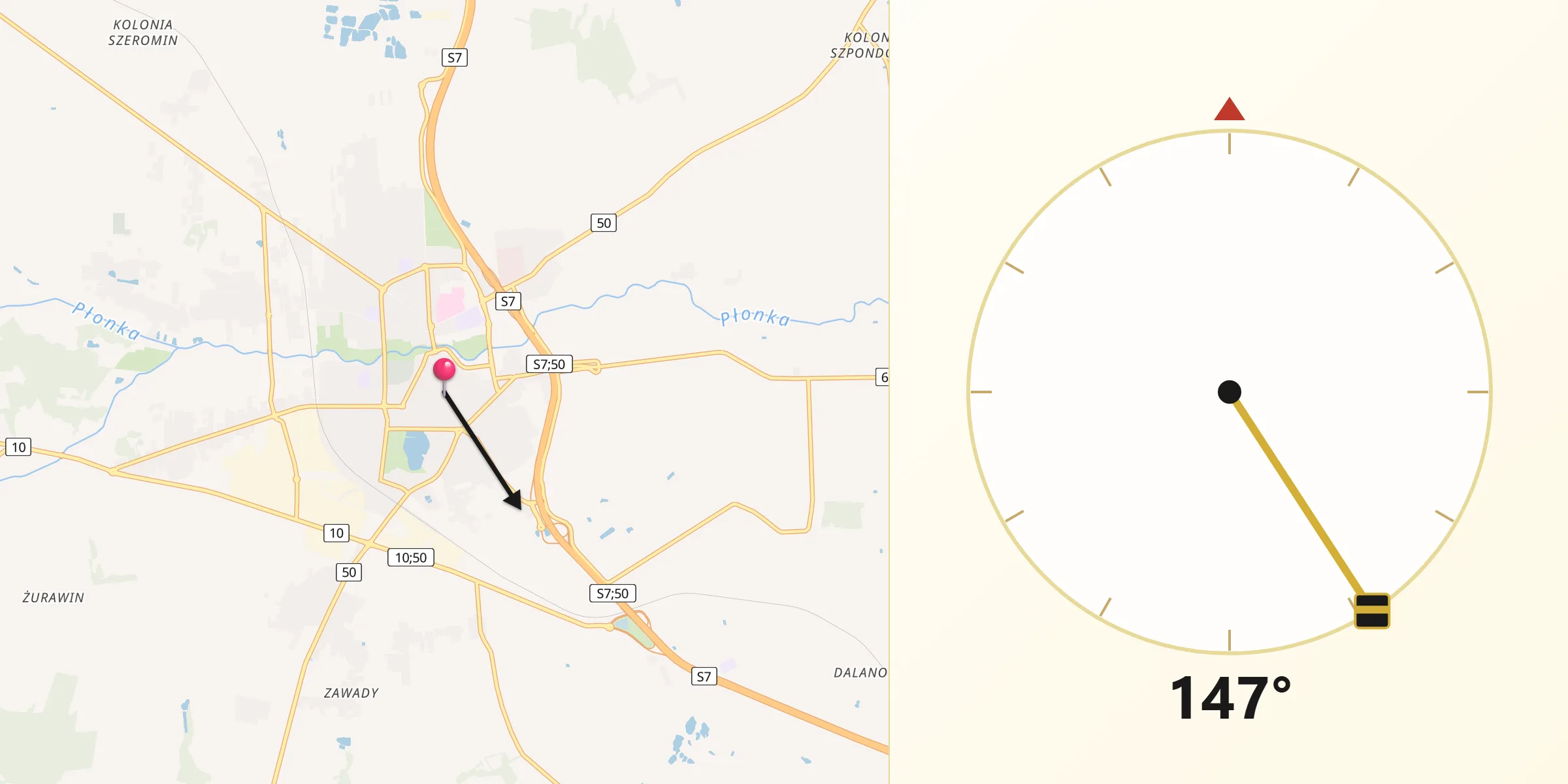 Kierunek Qibla z Płońsk