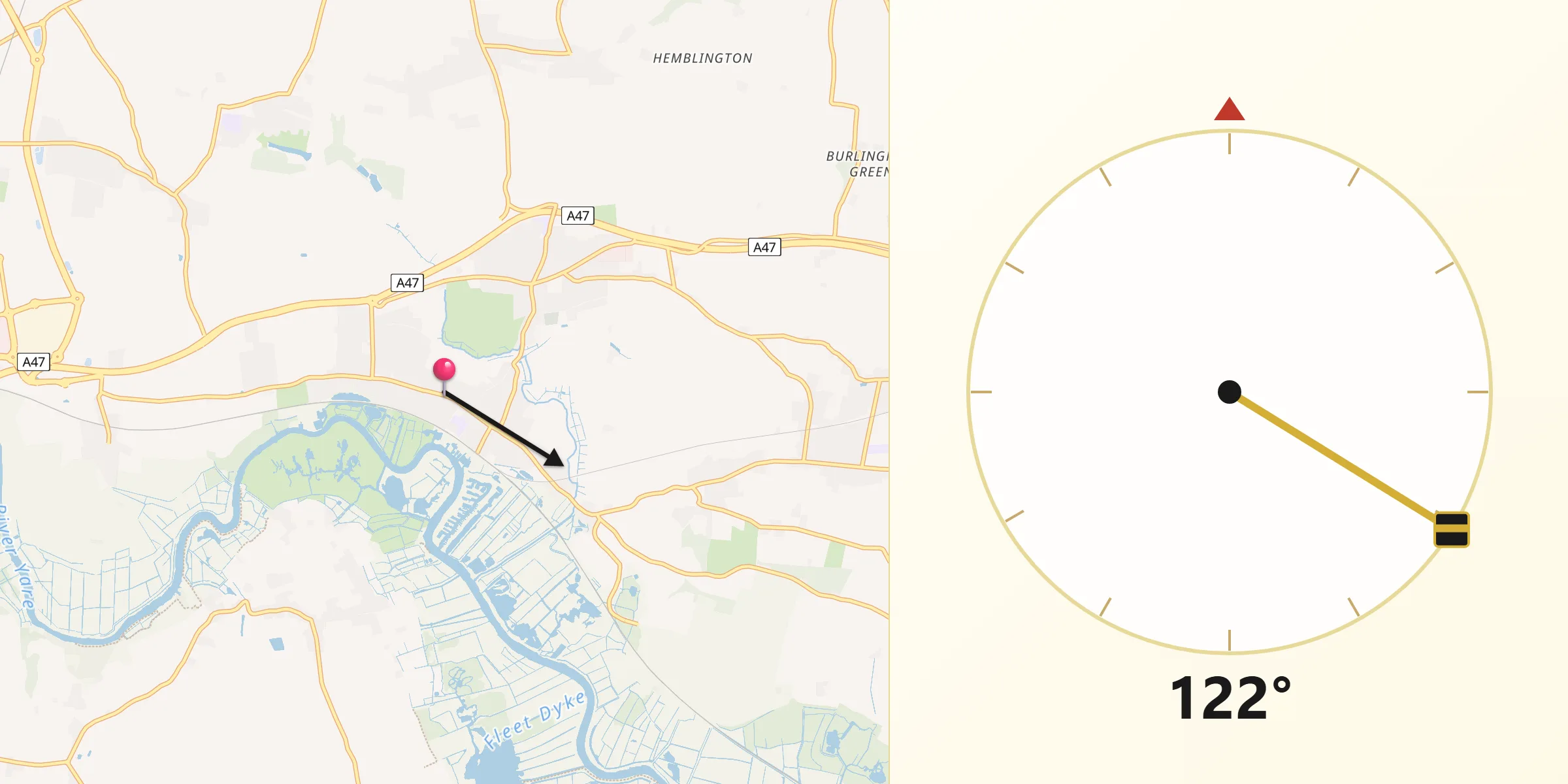 Qibla Direction from Brundall