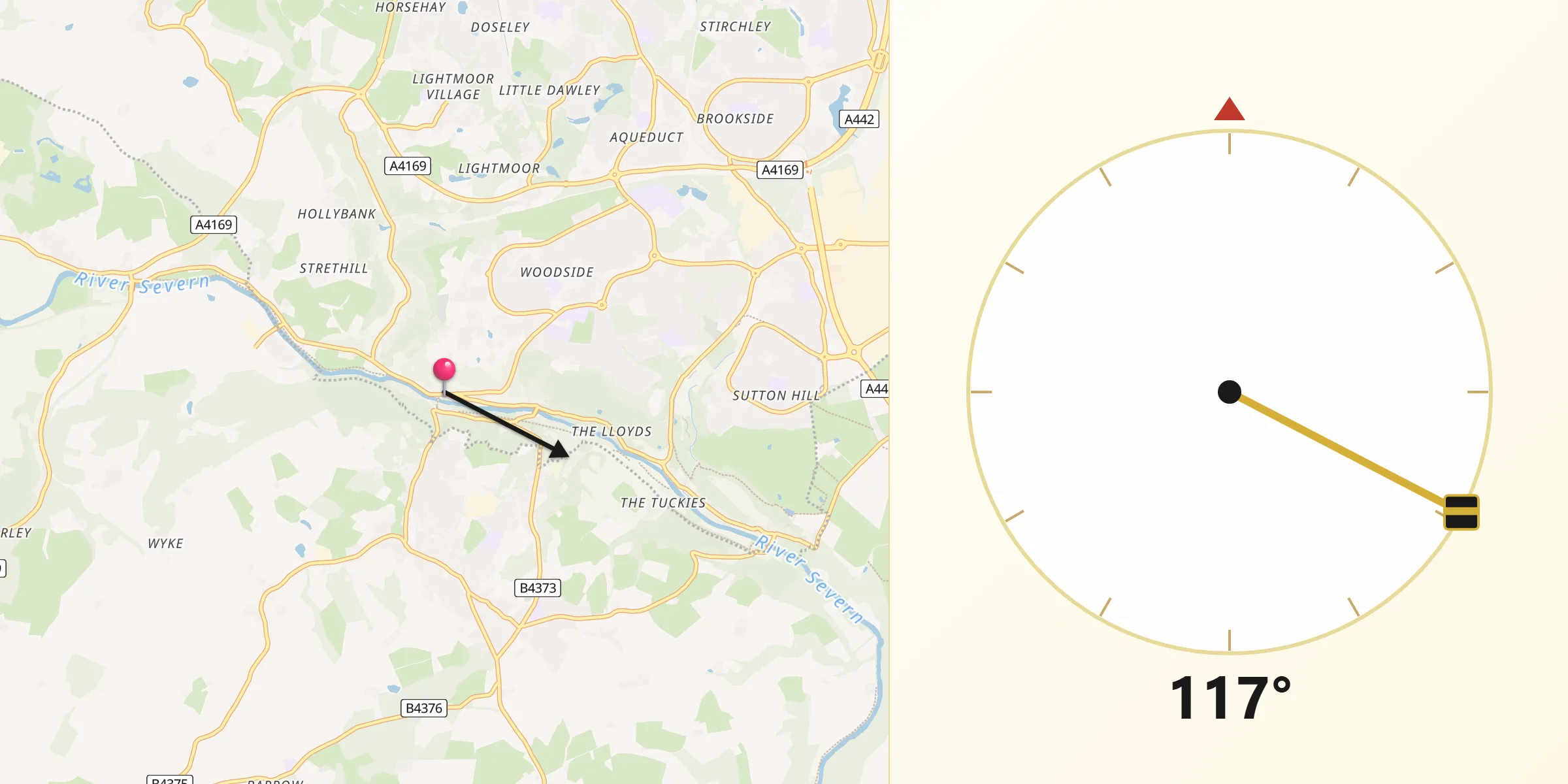 Qibla Direction from Ironbridge