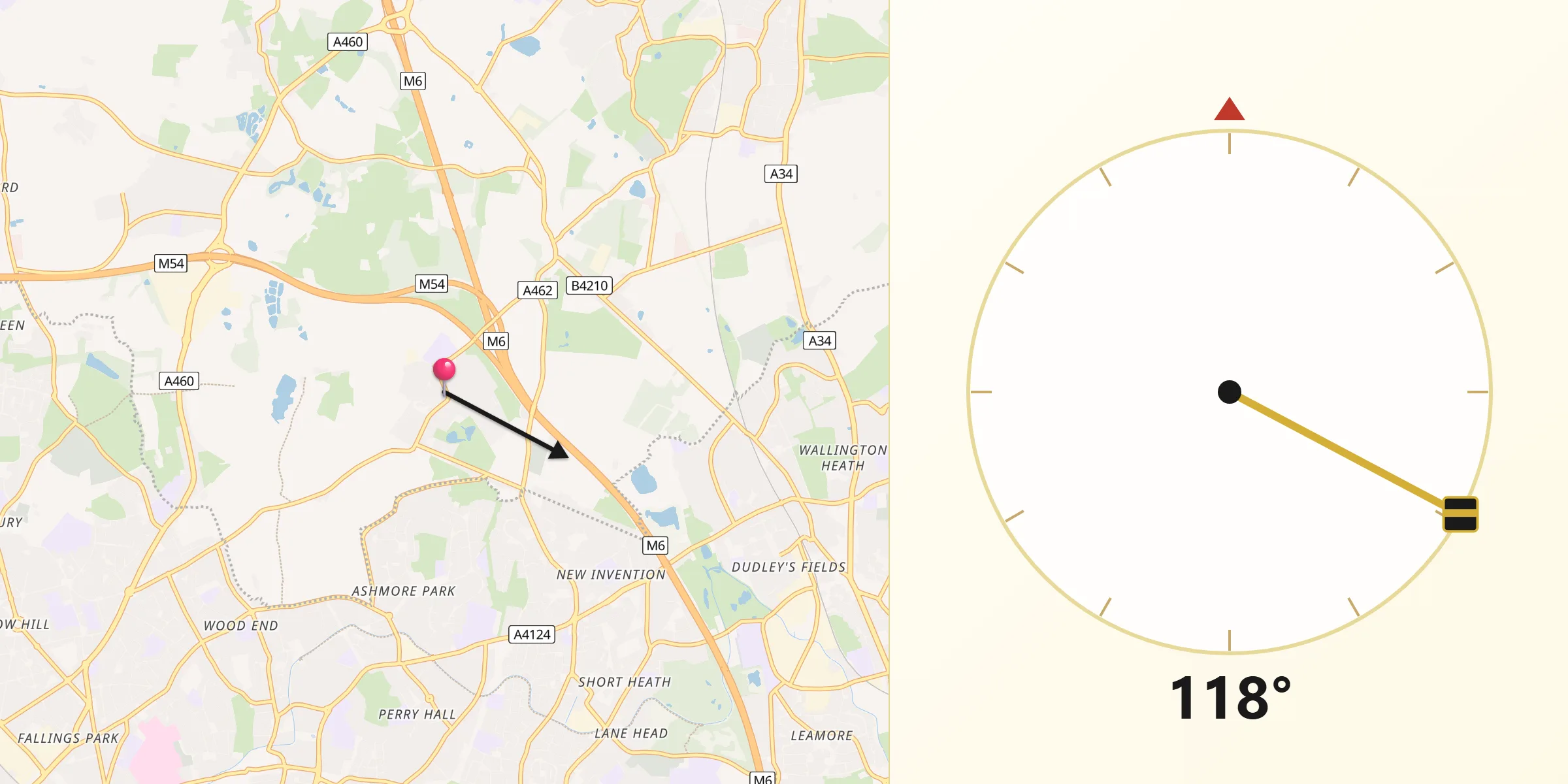 Qibla Direction from Essington