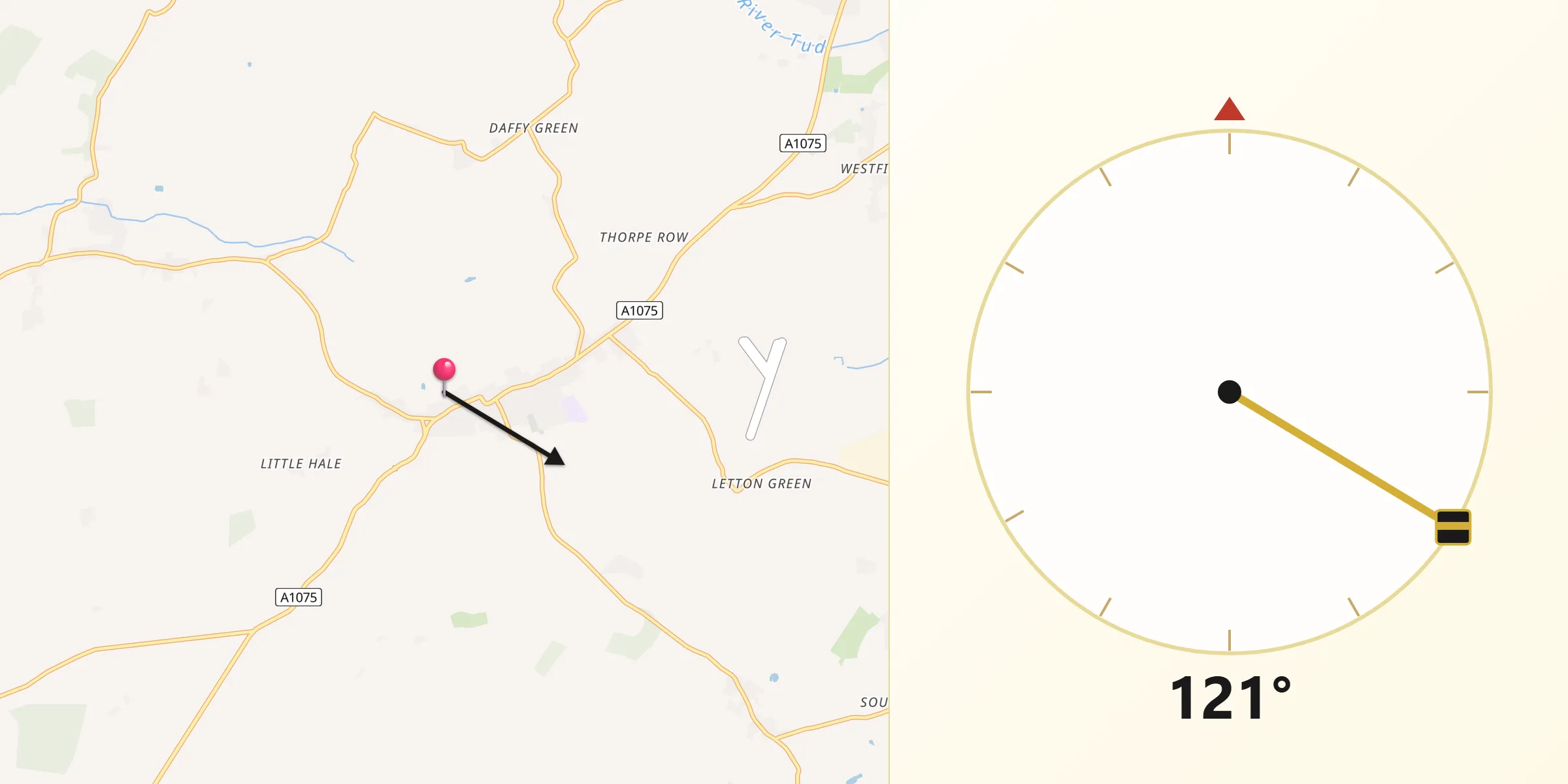 Qibla Direction from Shipdham