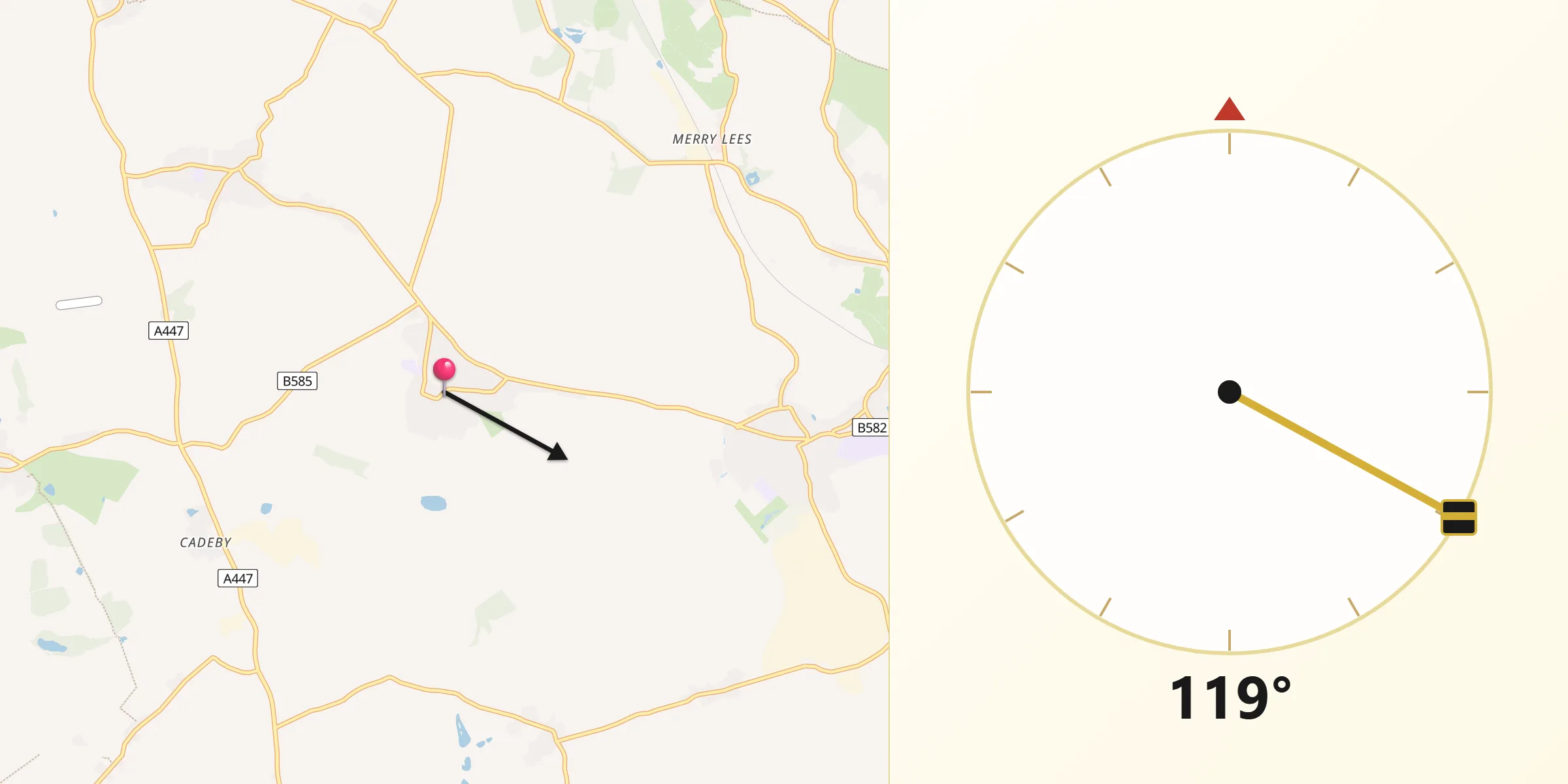 Qibla Direction from Newbold Verdon