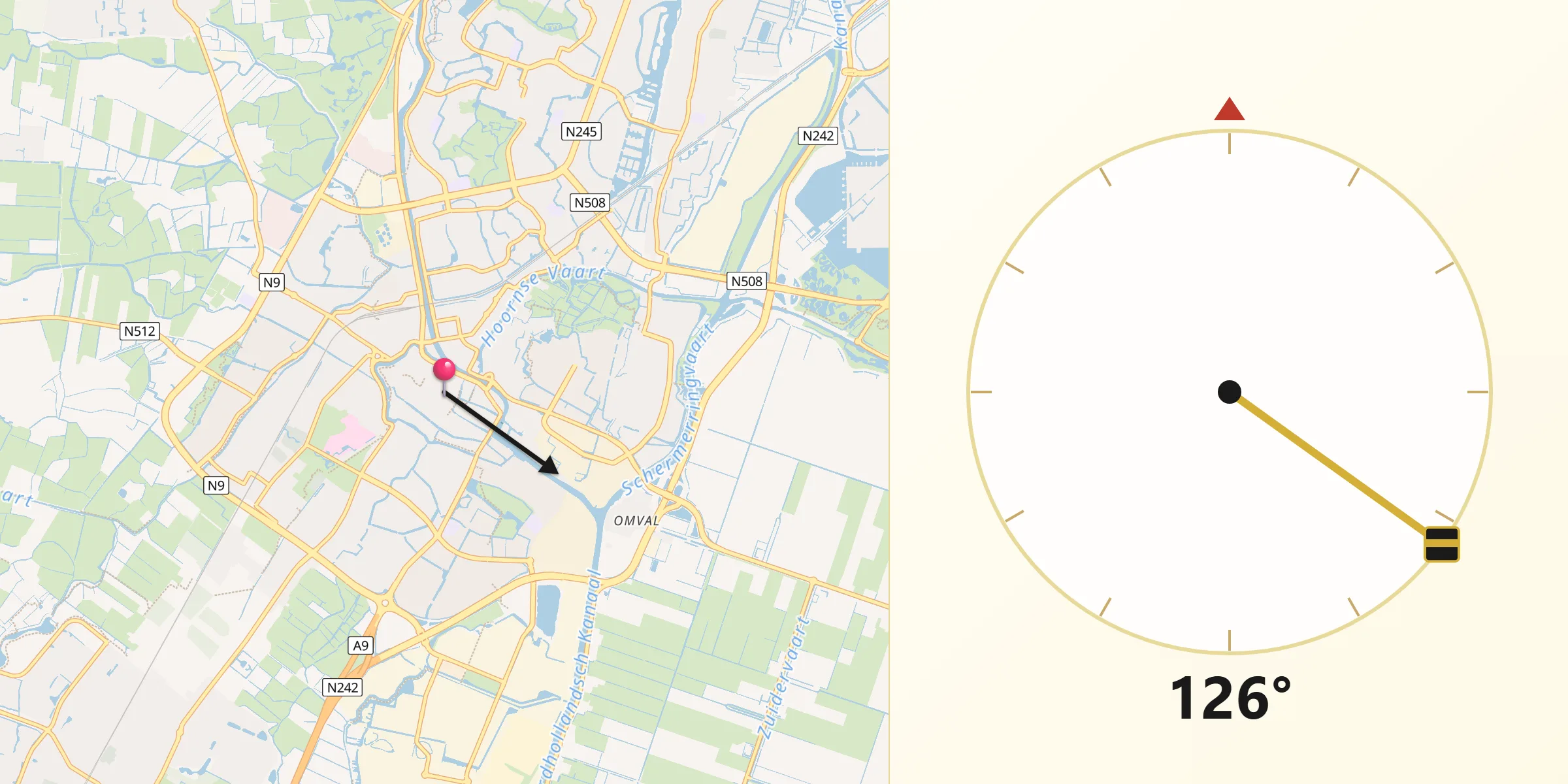Qibla Richting vanaf Alkmaar