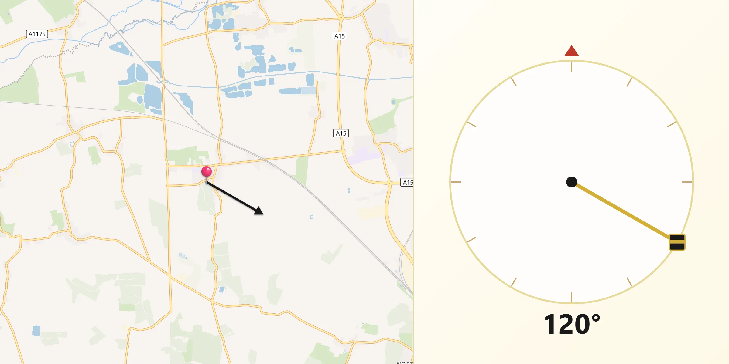 Qibla Direction from Helpston