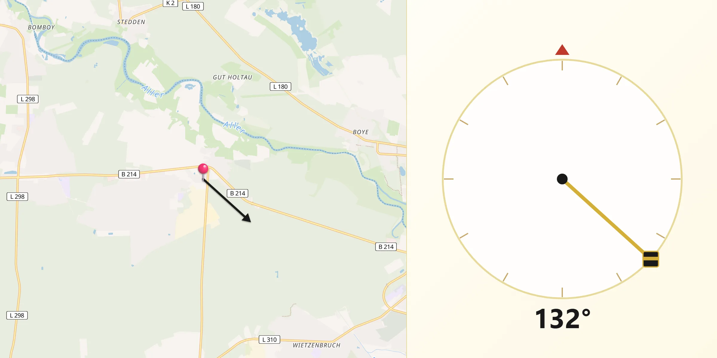 Qibla-Richtung von Hambühren