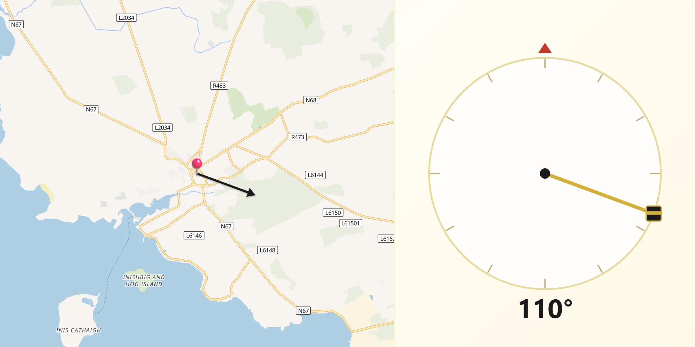 Qibla Direction from Kilrush
