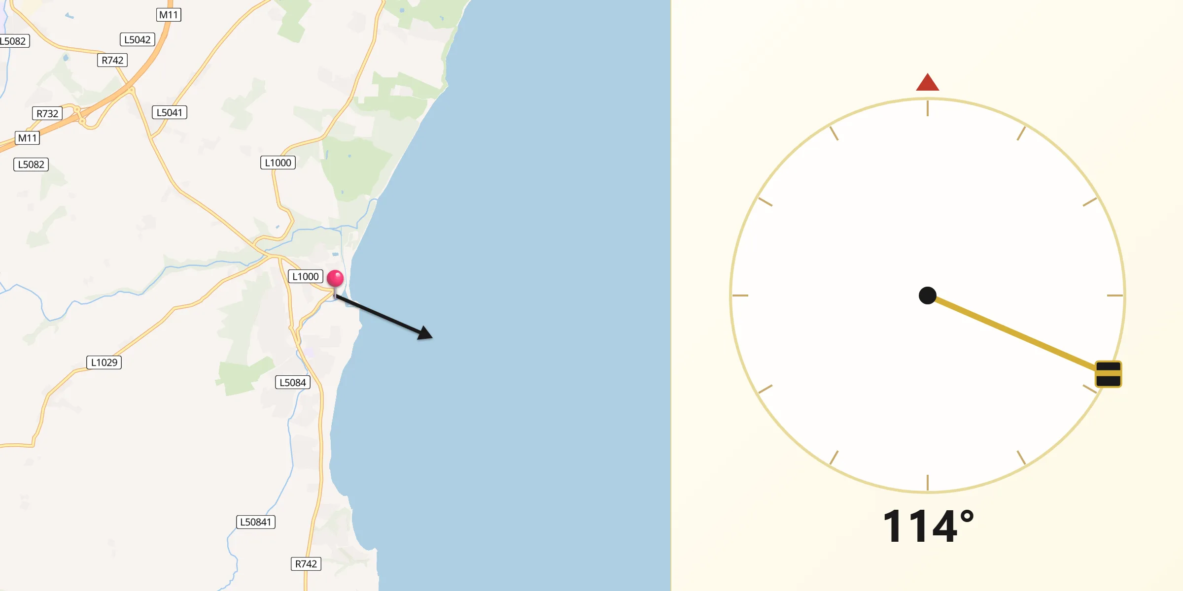 Qibla Direction from Courtown