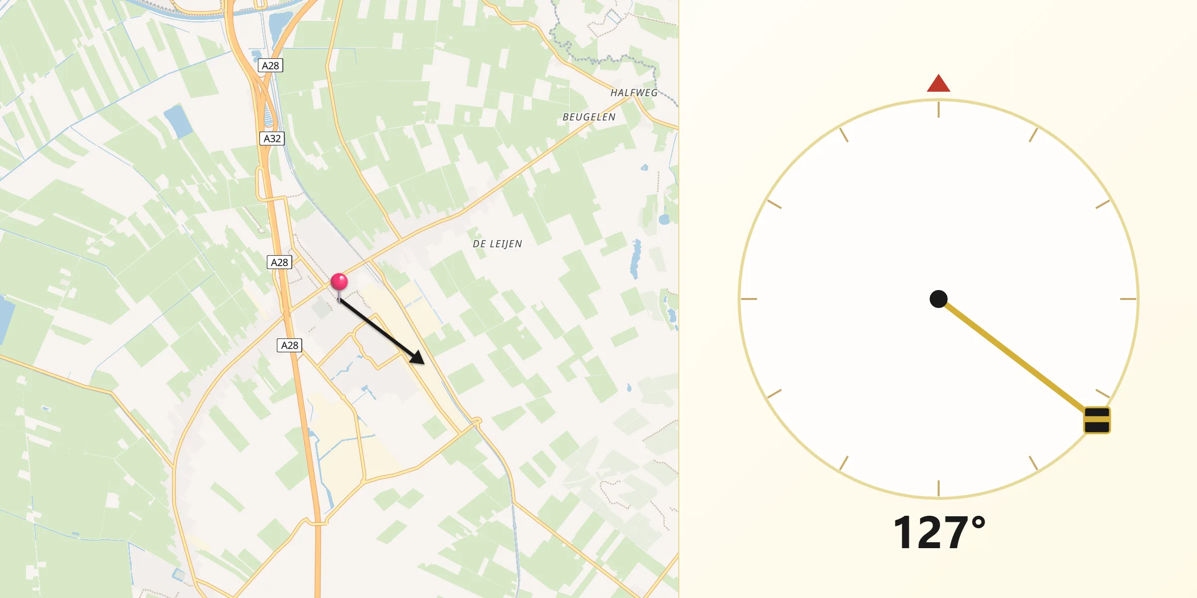 Qibla Richting vanaf Staphorst