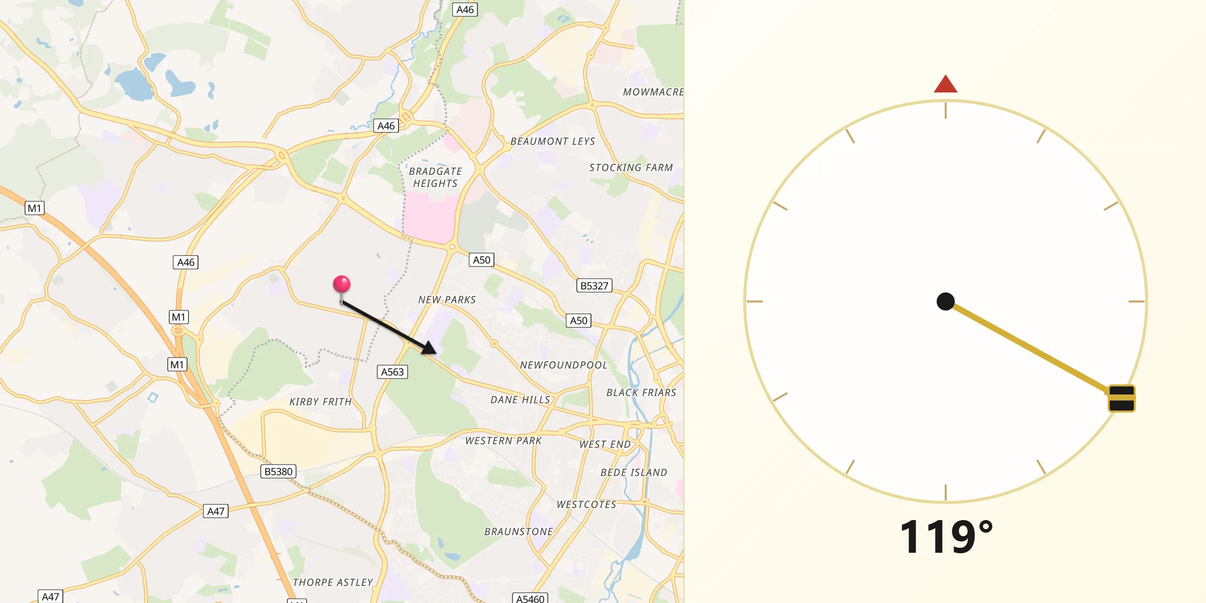 Qibla Direction from Glenfield