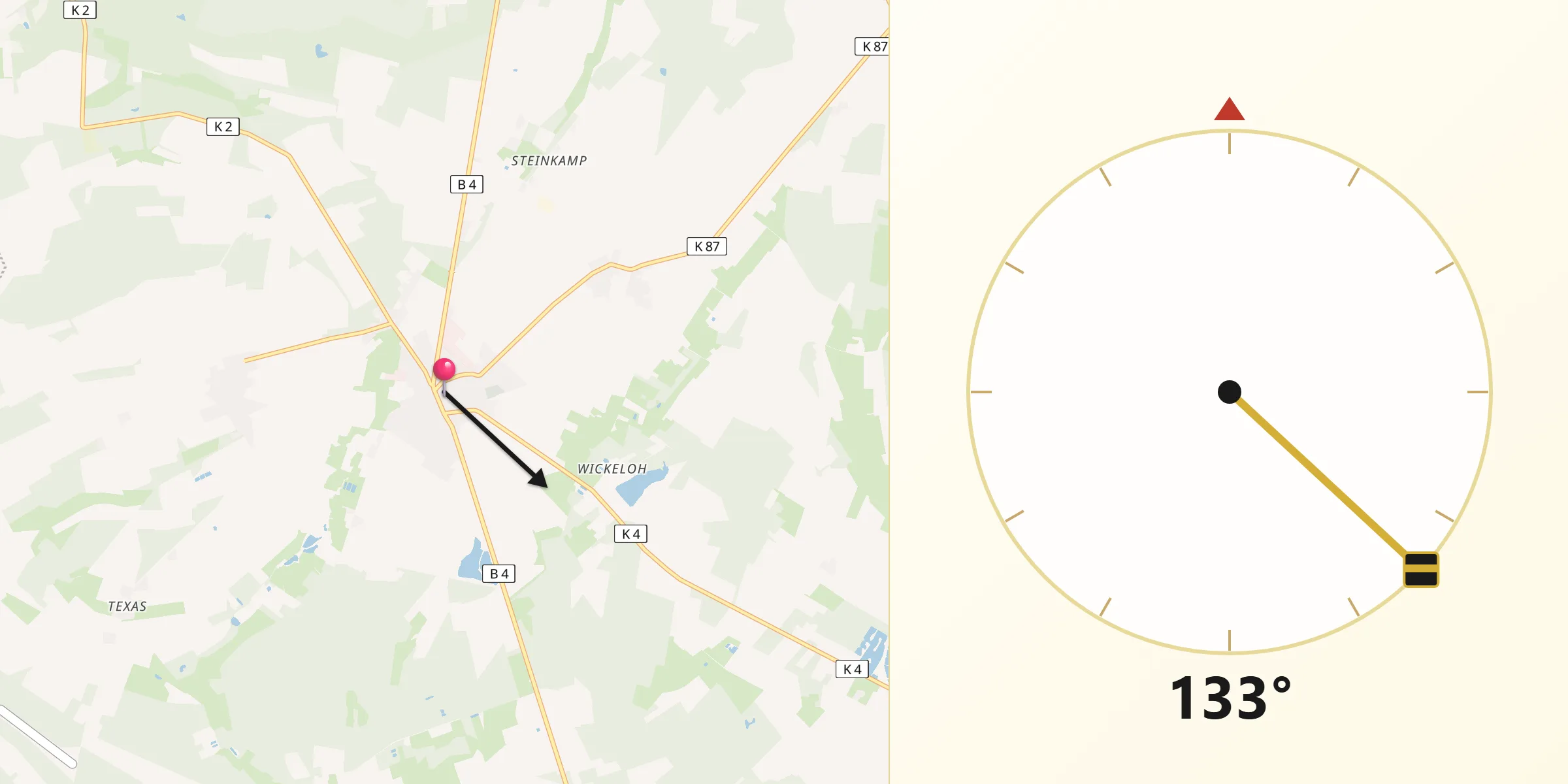 Qibla-Richtung von Groß Oesingen