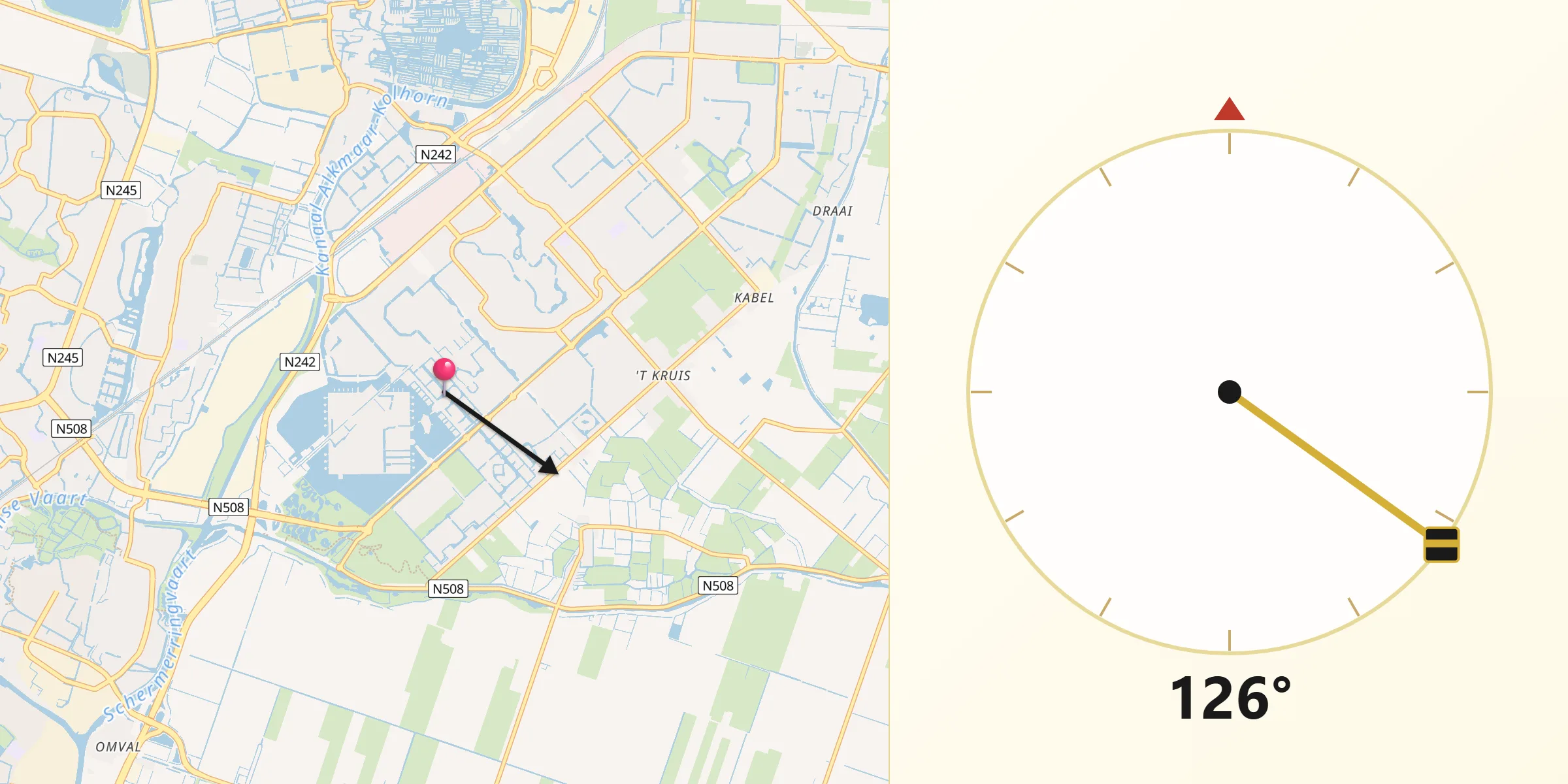 Qibla Richting vanaf Butterhuizen