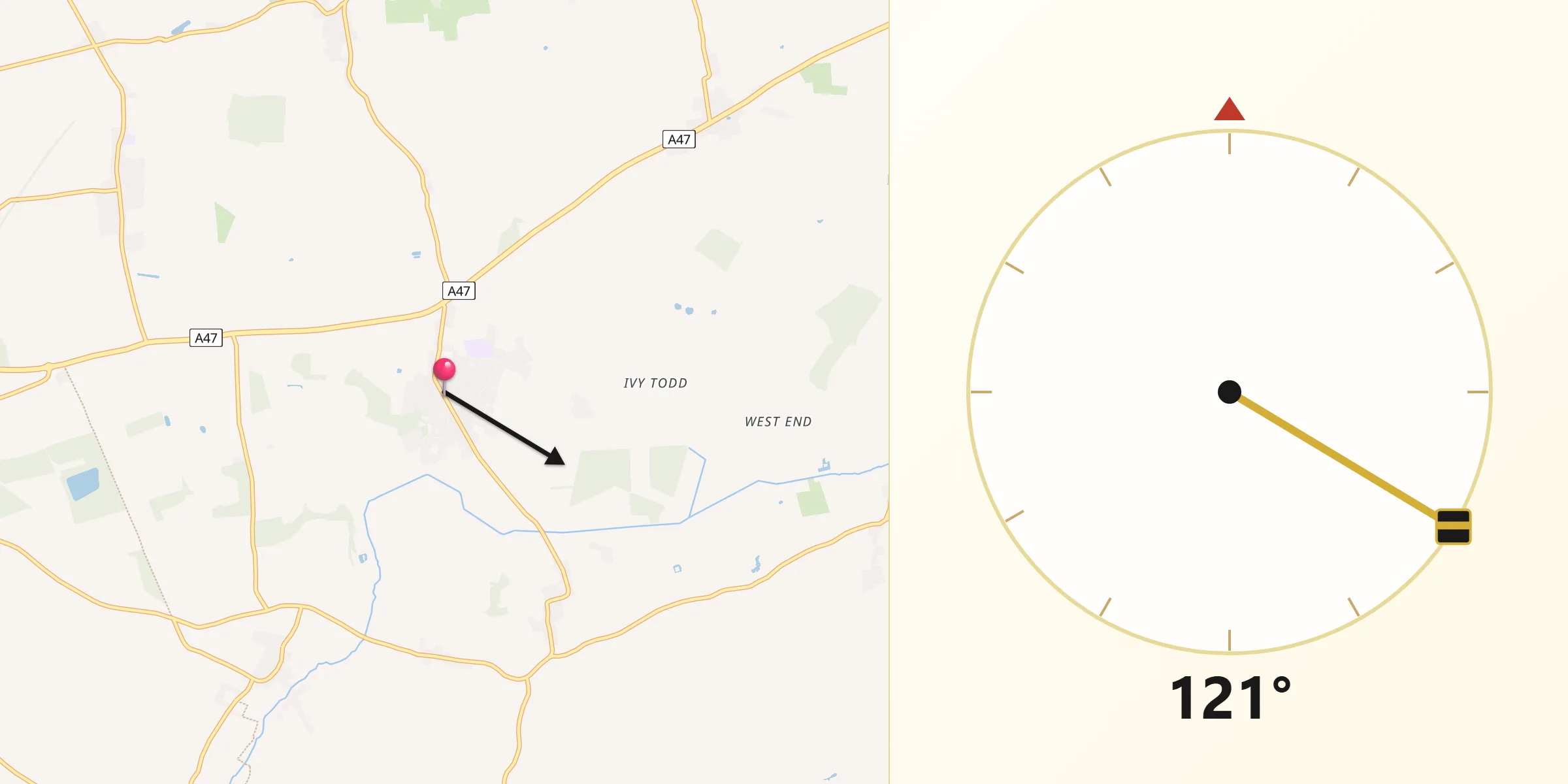 Qibla Direction from Necton