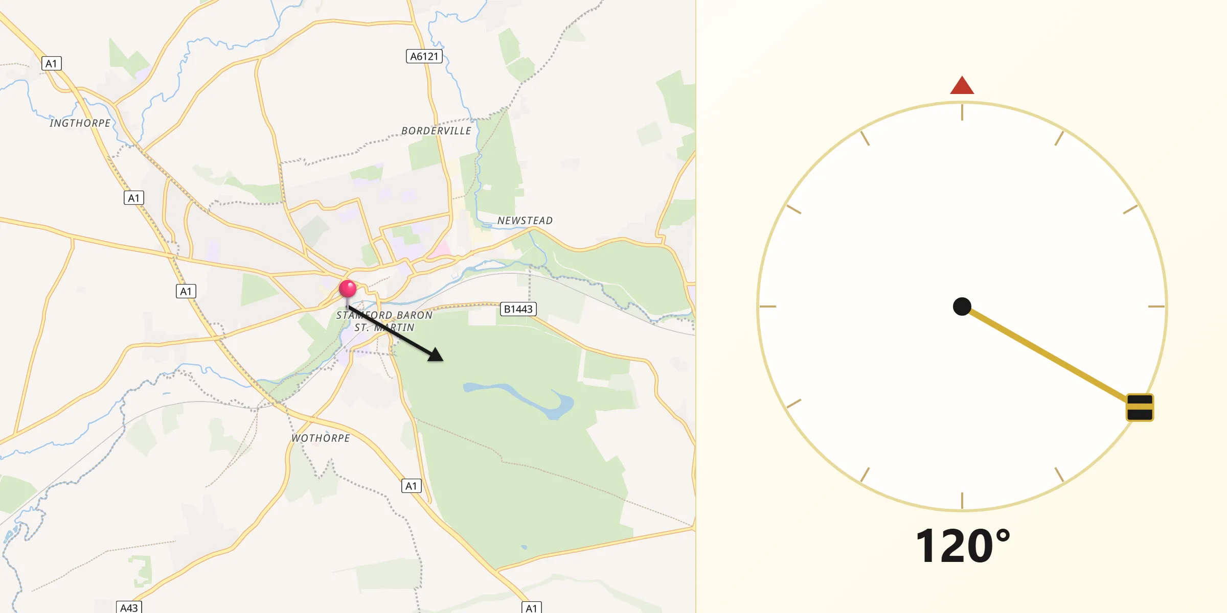 Qibla Direction from Stamford