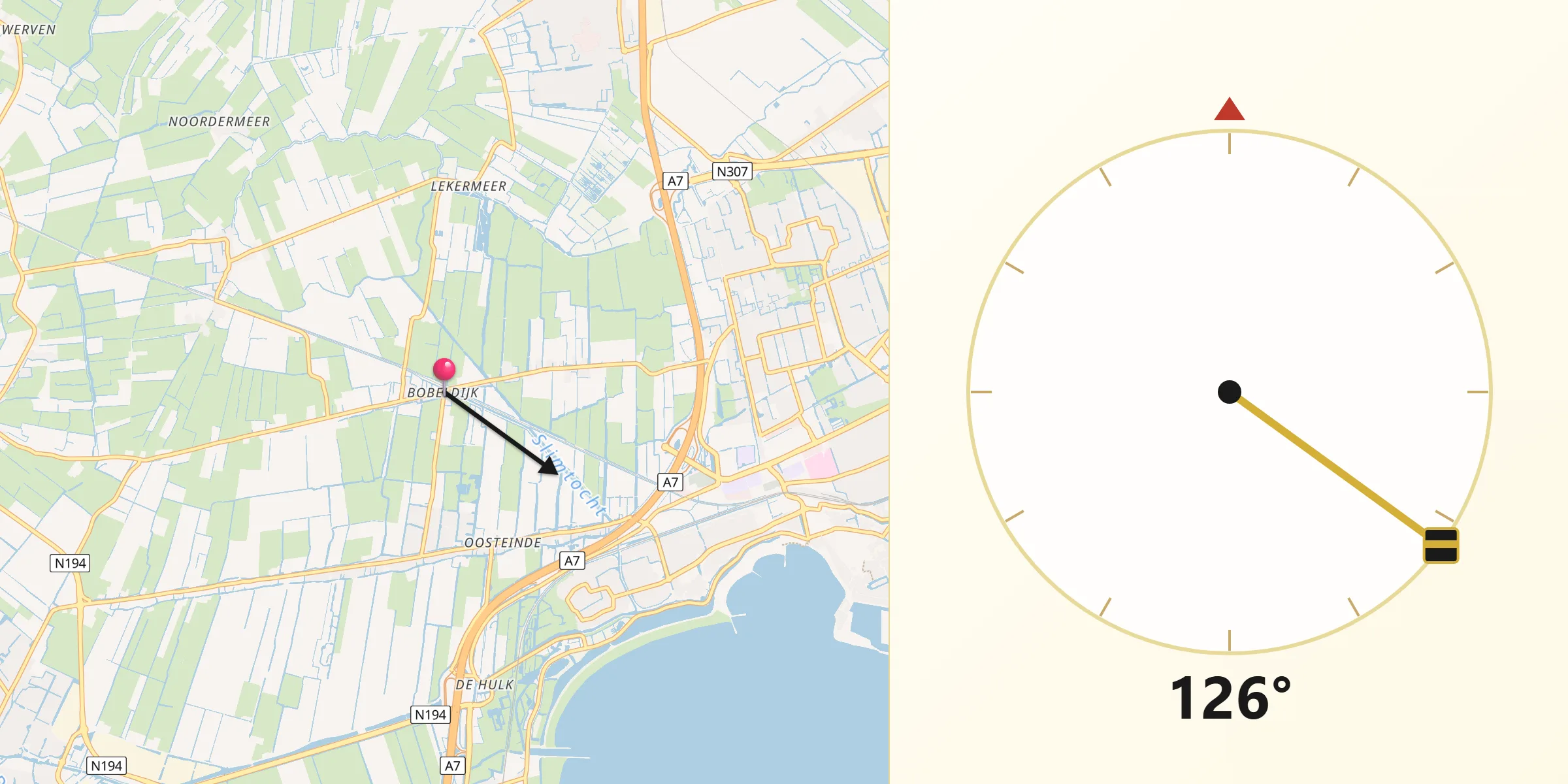 Qibla Richting vanaf Bobeldijk