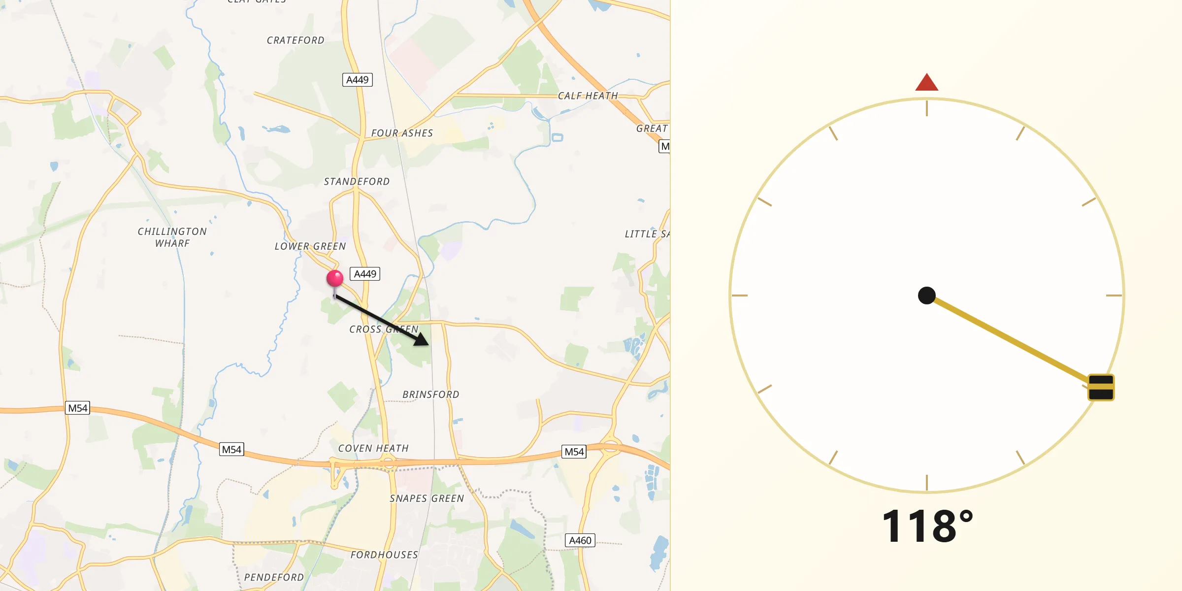 Qibla Direction from Coven