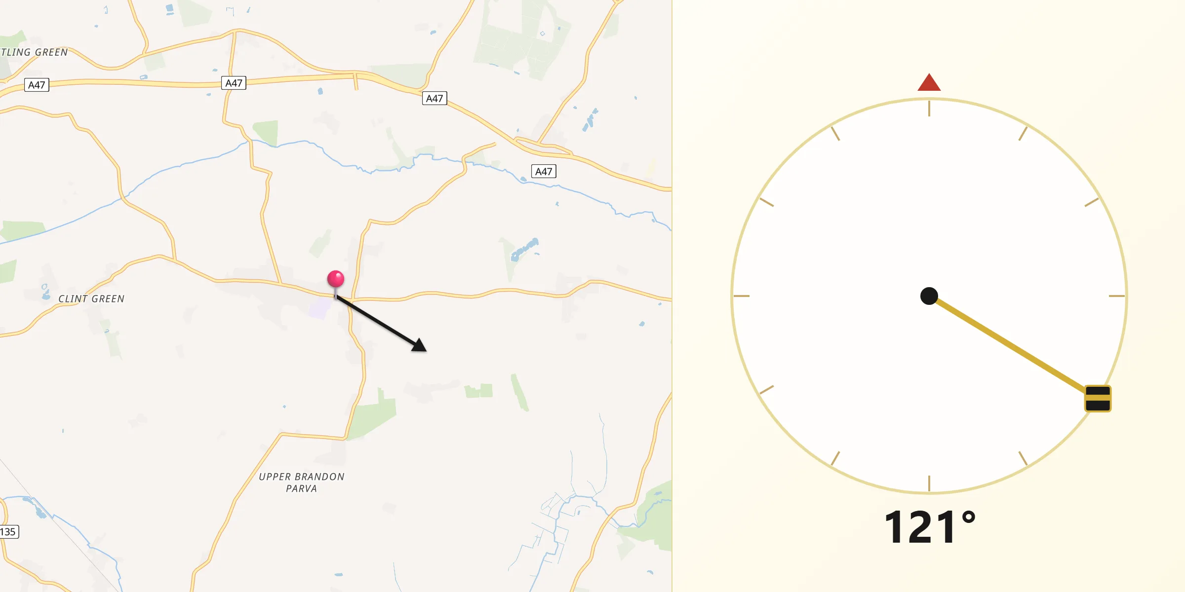 Qibla Direction from Mattishall