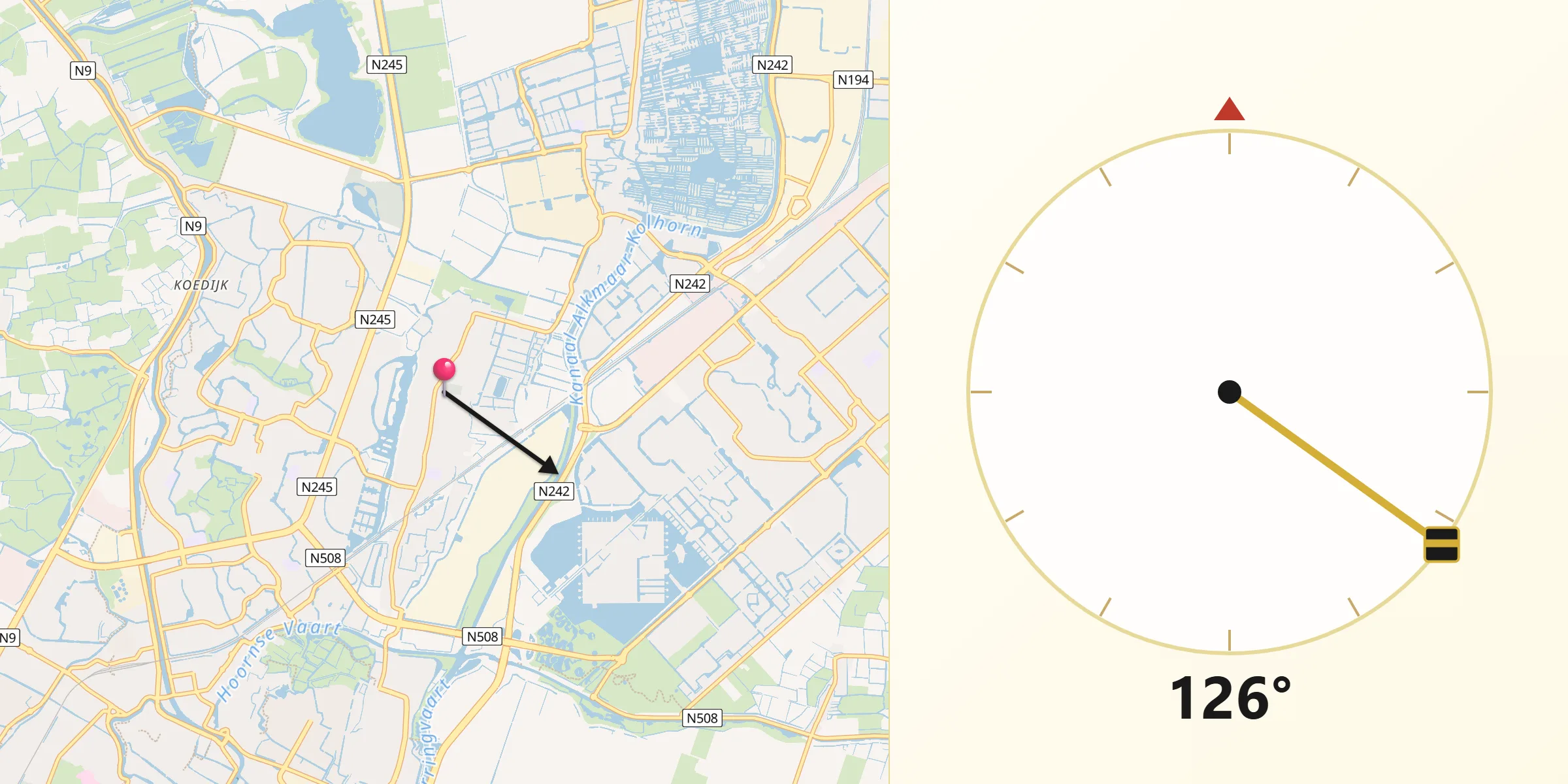 Qibla Richting vanaf Sint Pancras