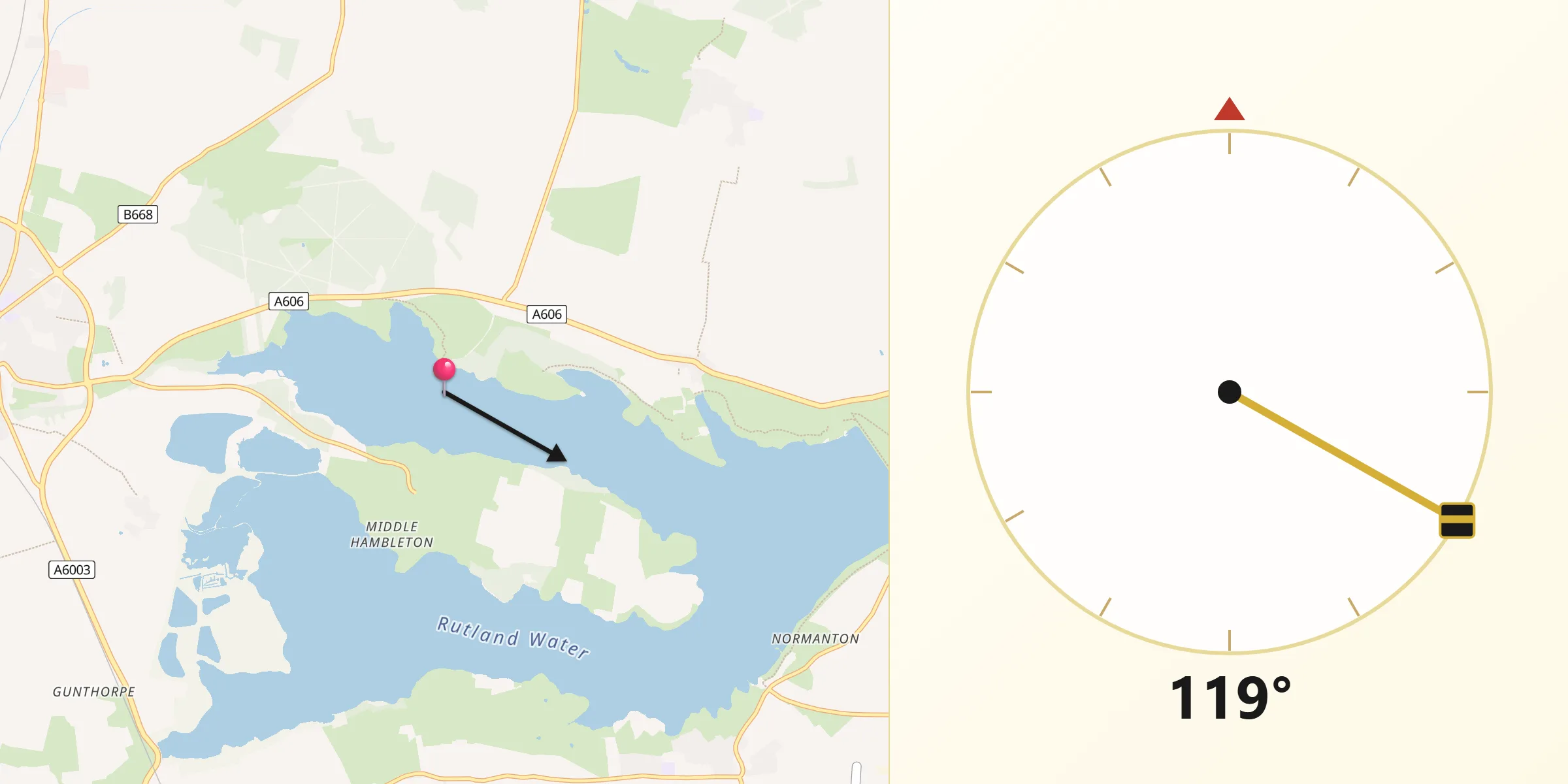 Qibla Direction from District of Rutland