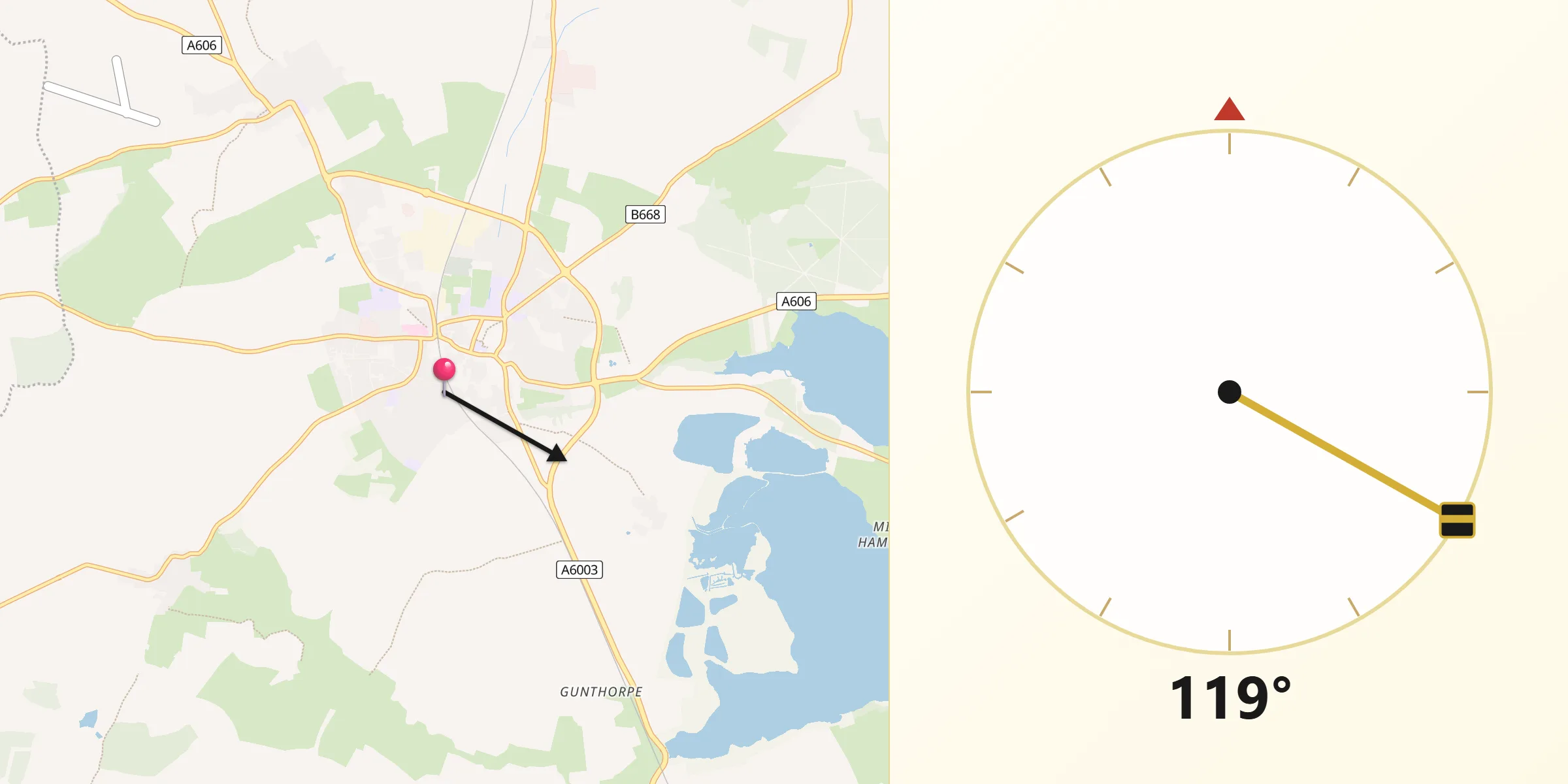 Qibla Direction from Oakham