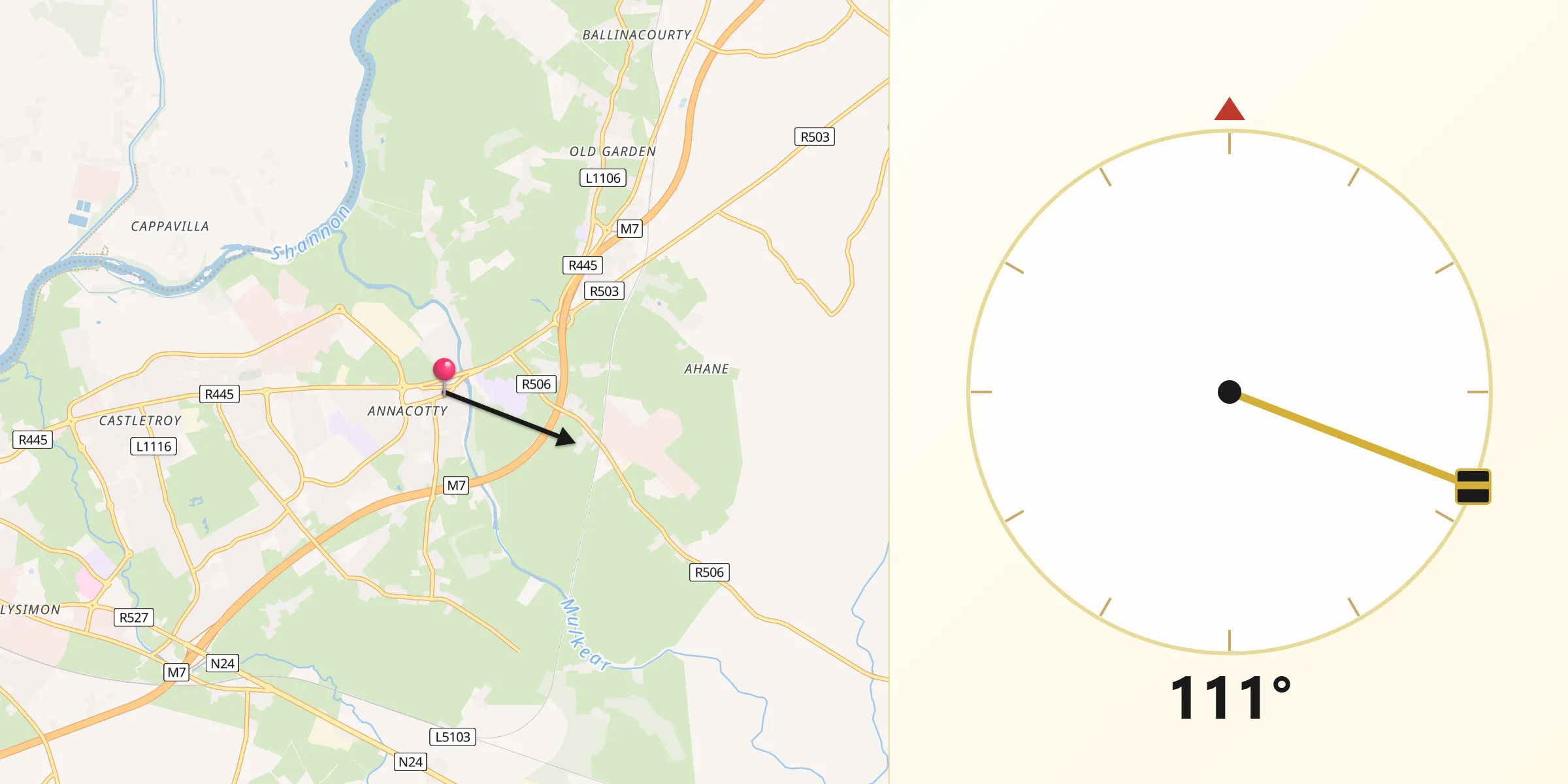 Qibla Direction from Annacotty
