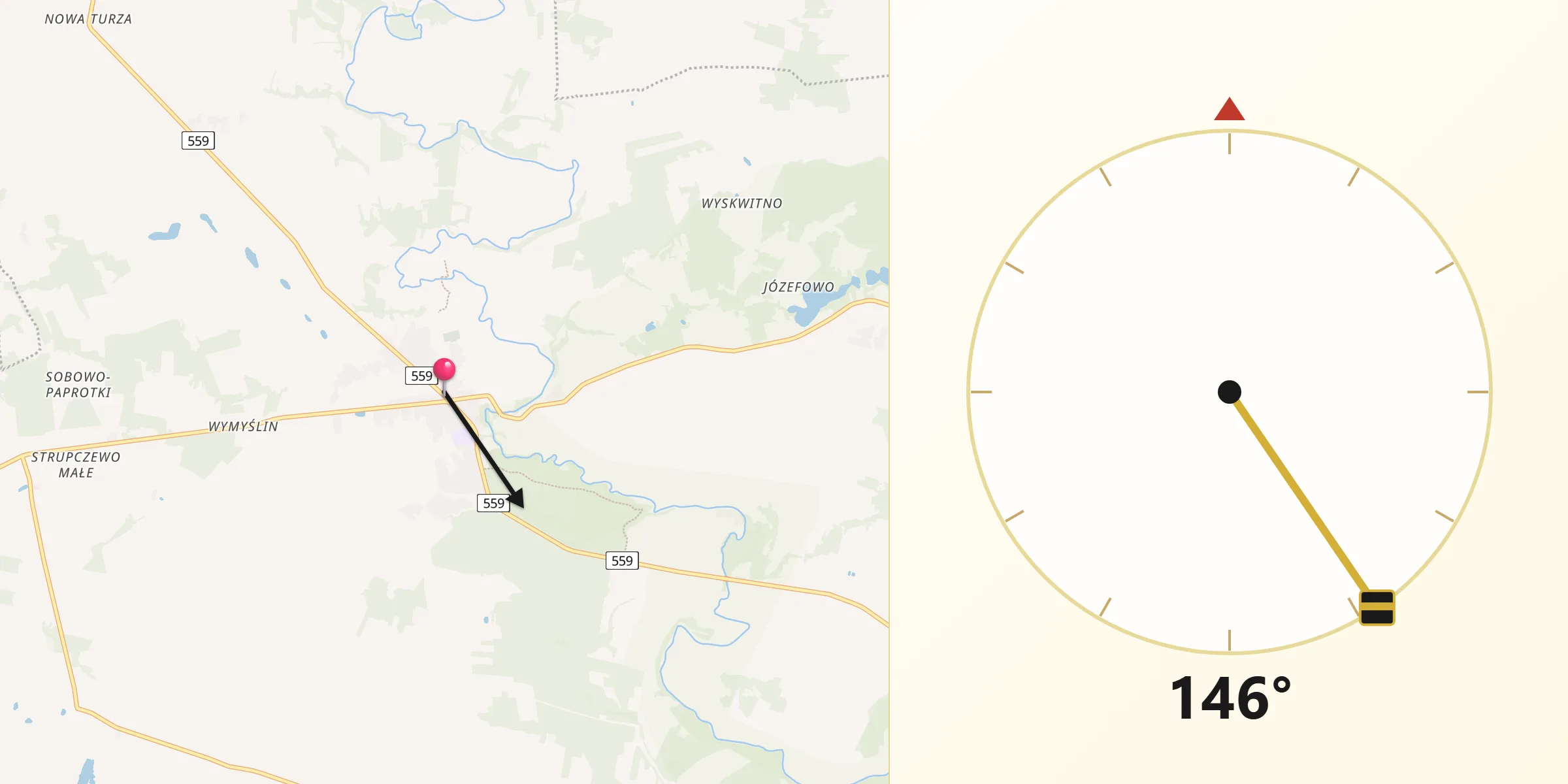 Kierunek Qibla z Brudzeń Duży