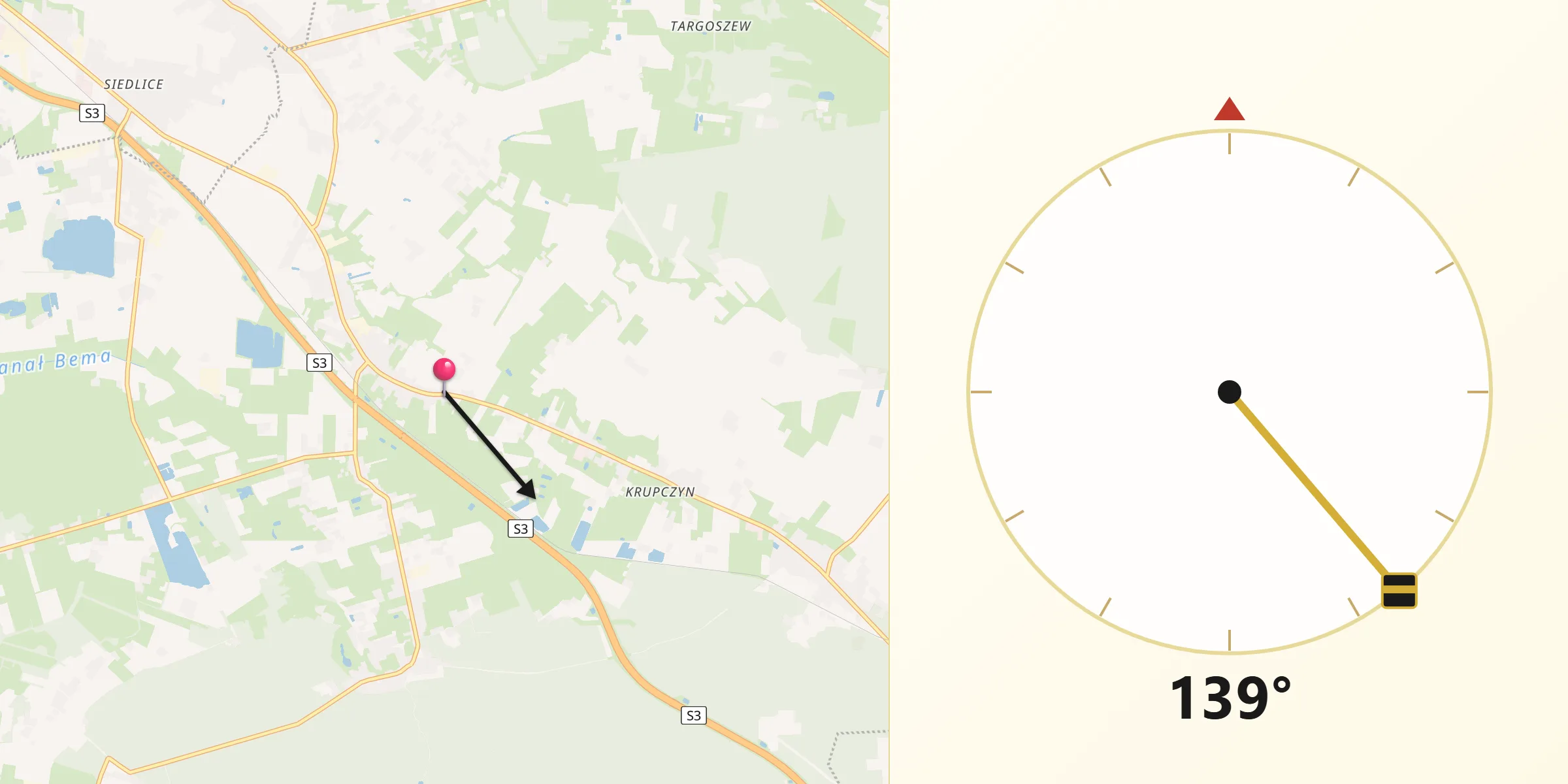 Kierunek Qibla z Deszczno