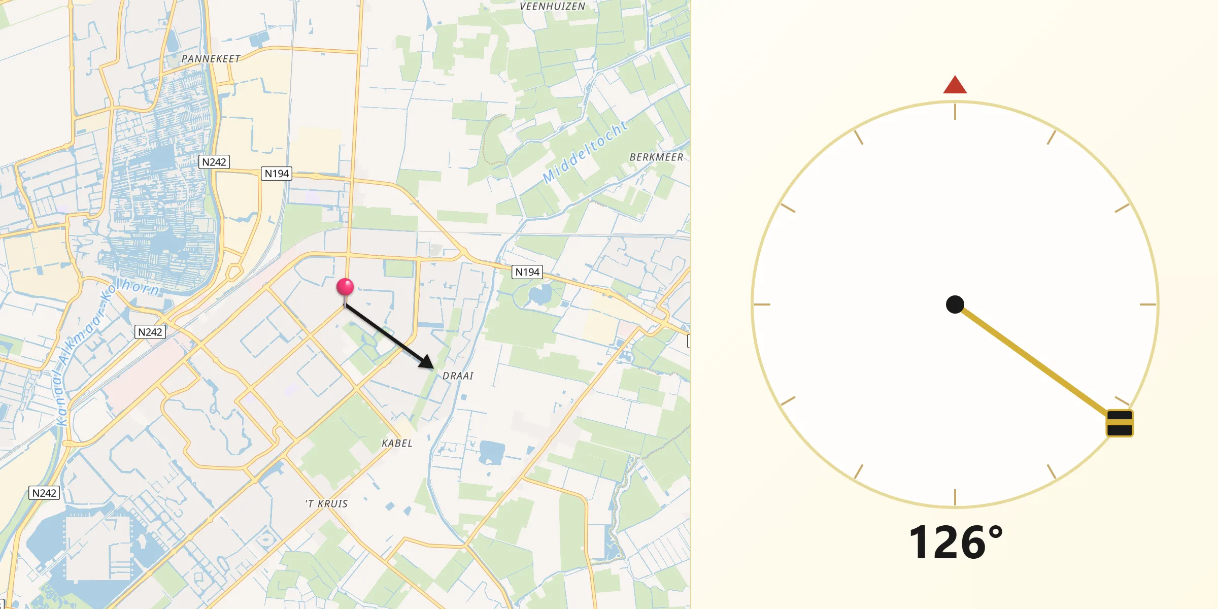 Qibla Richting vanaf Heerhugowaard