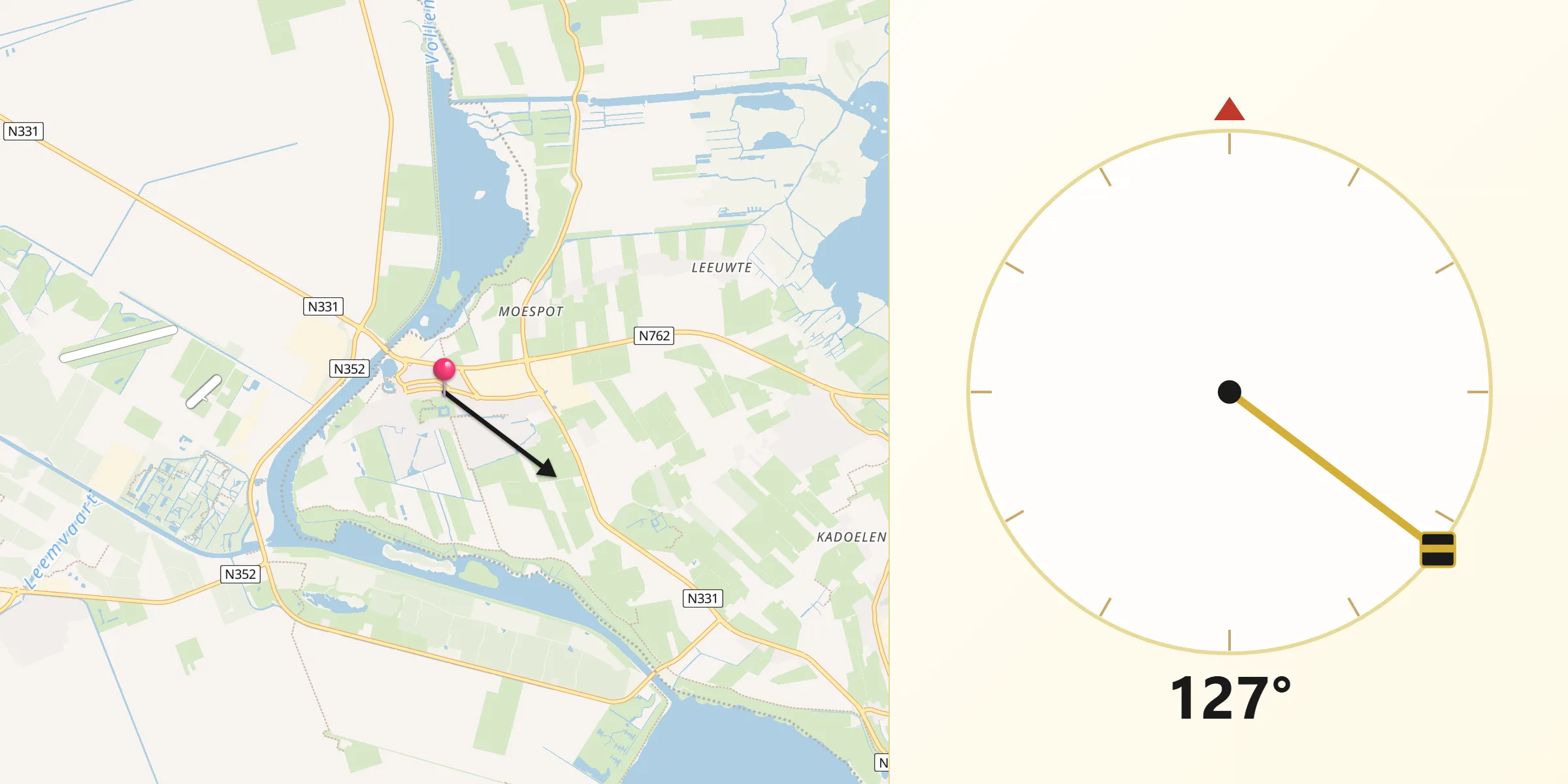Qibla Richting vanaf Vollenhove