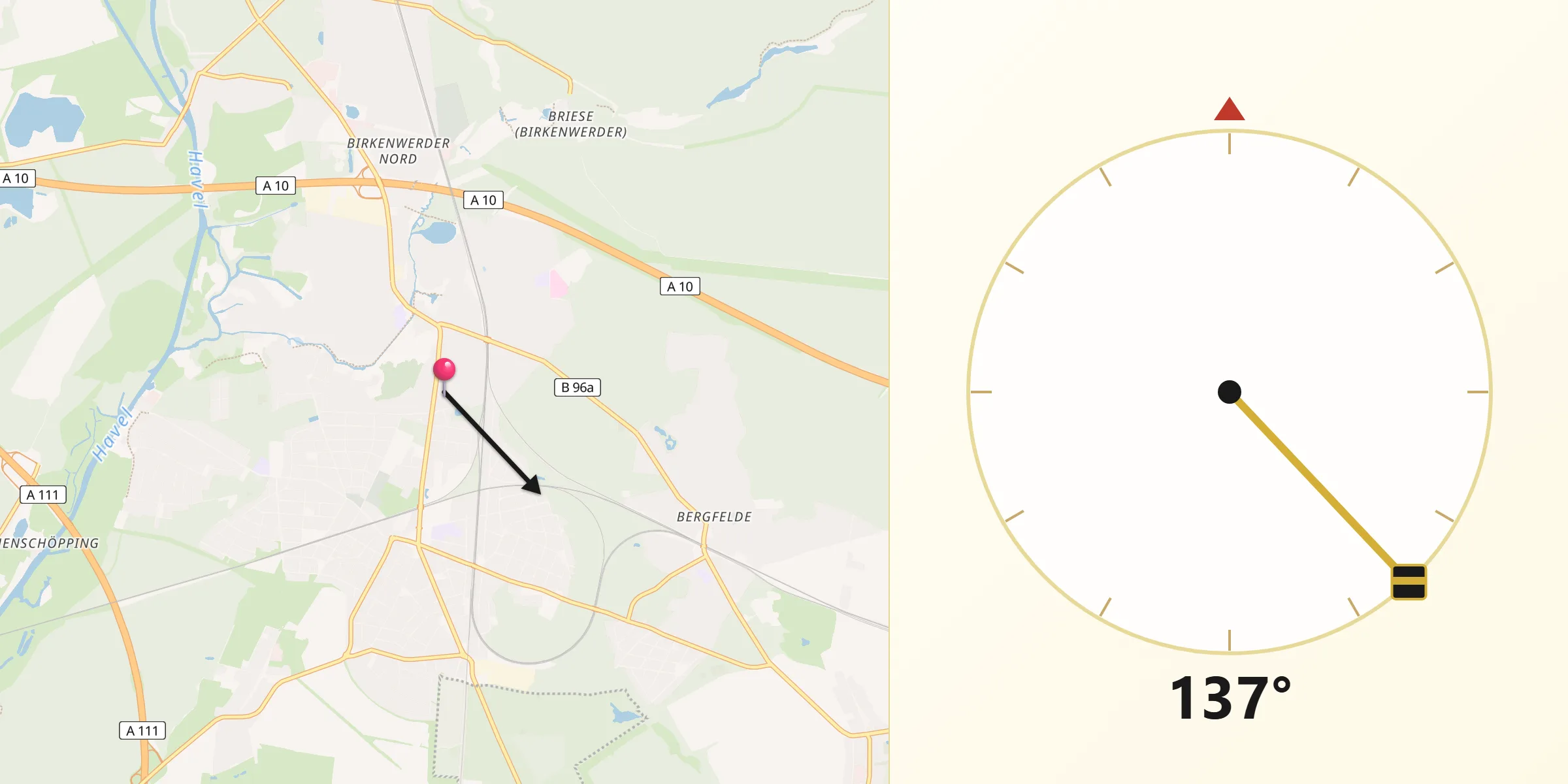 Qibla-Richtung von Birkenwerder