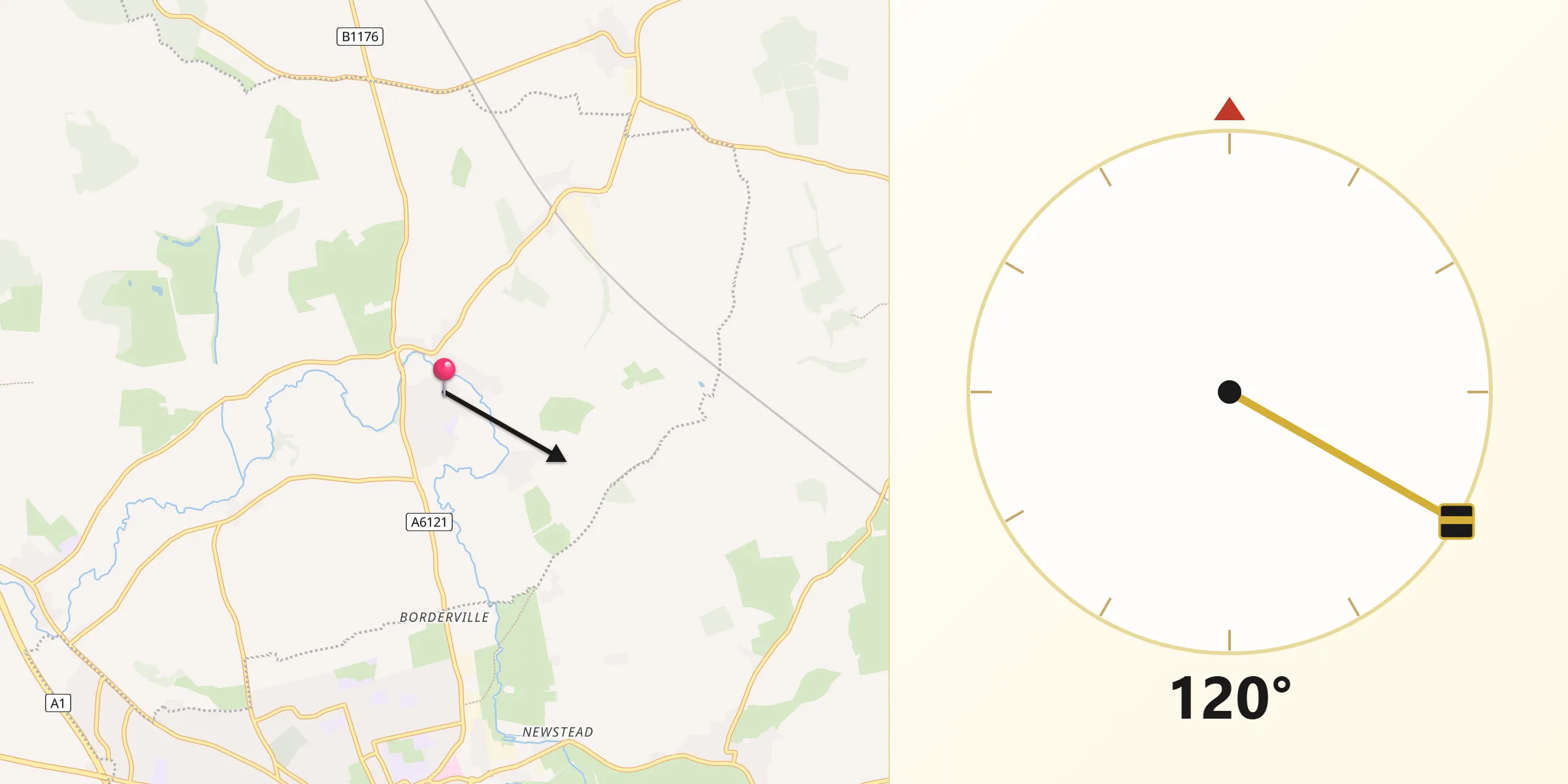 Qibla Direction from Ryhall