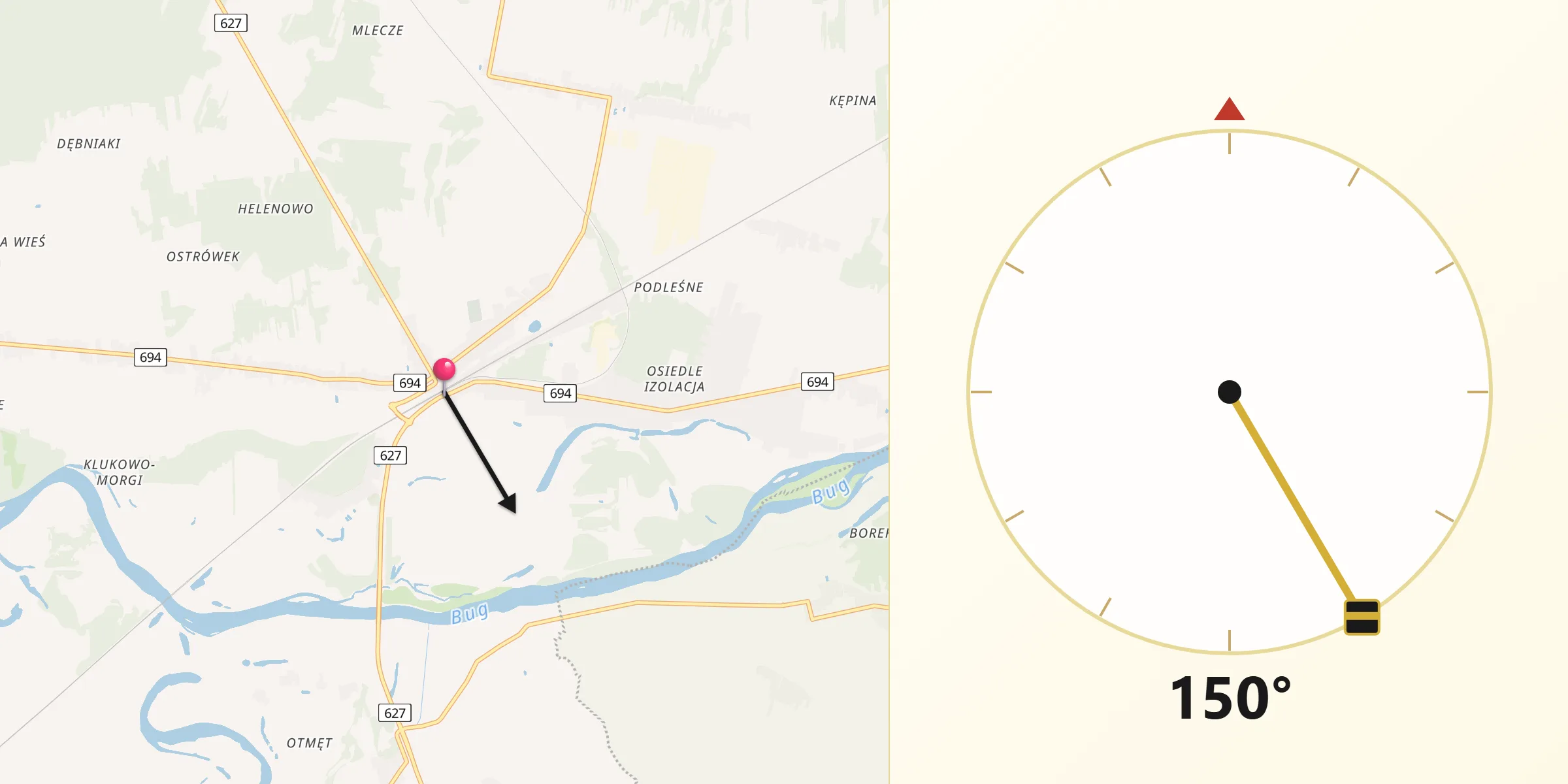 Kierunek Qibla z Małkinia Górna