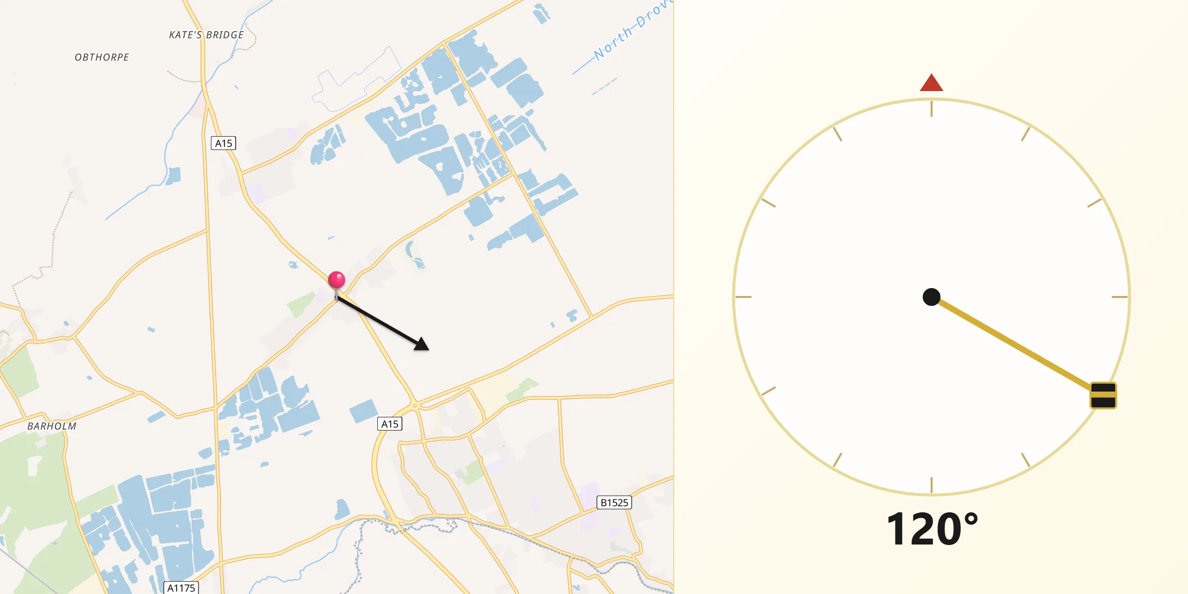 Qibla Direction from Langtoft