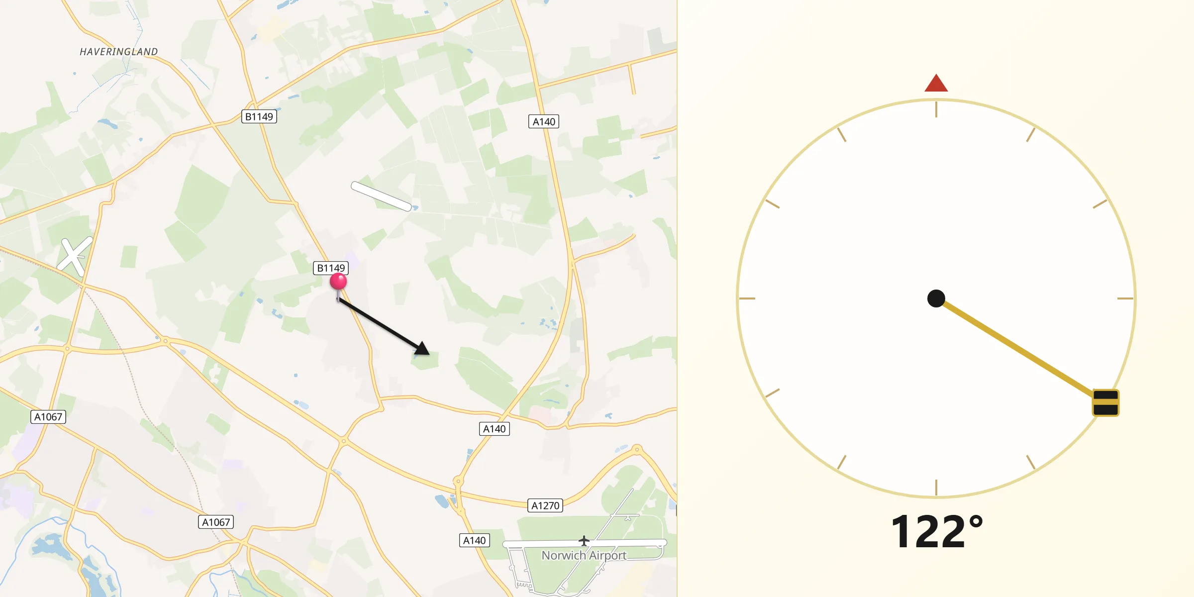 Qibla Direction from Horsford