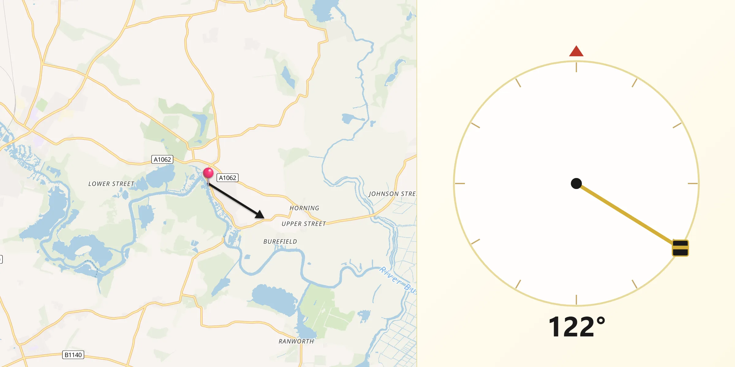 Qibla Direction from Horning