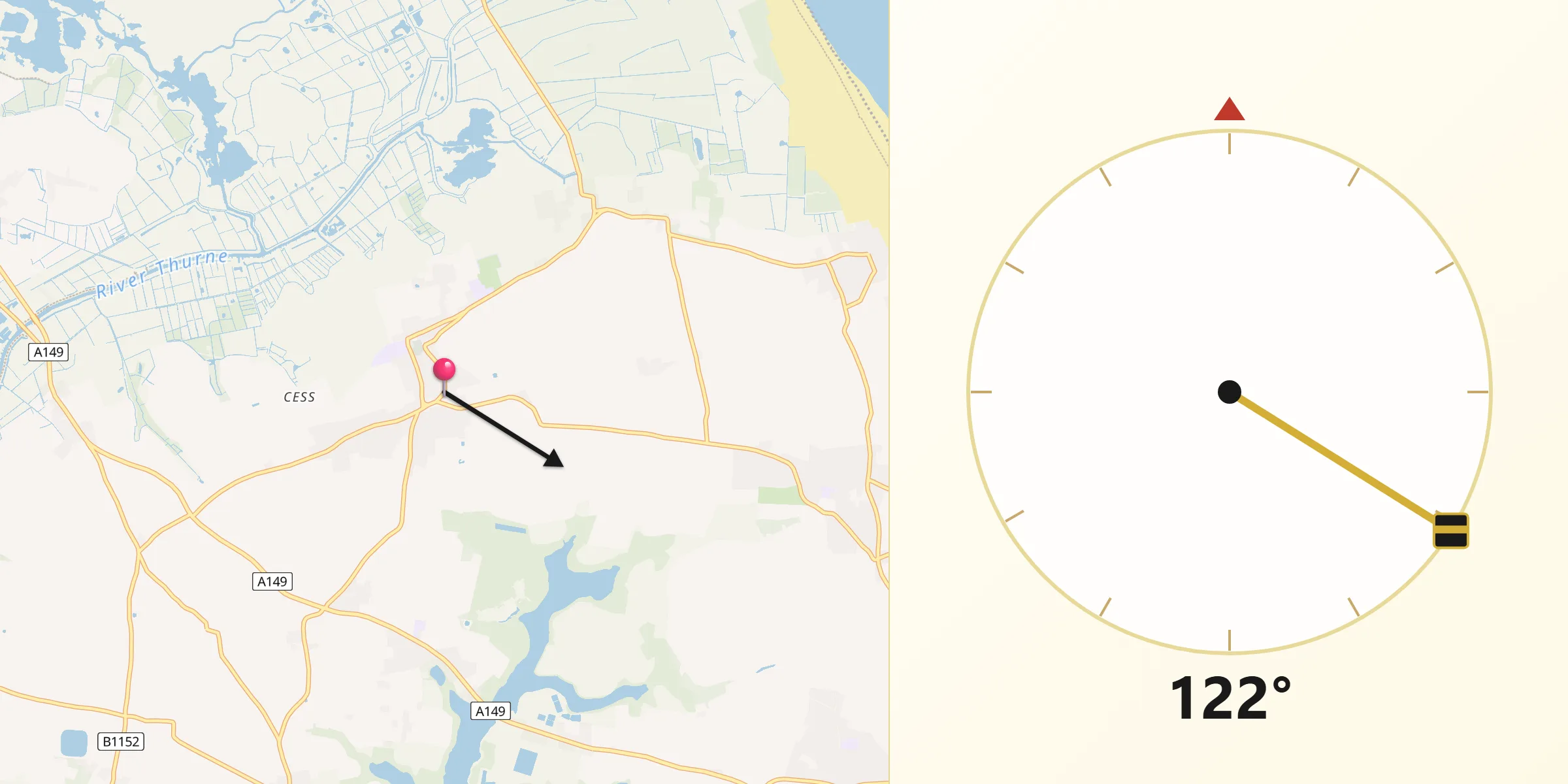 Qibla Direction from Martham