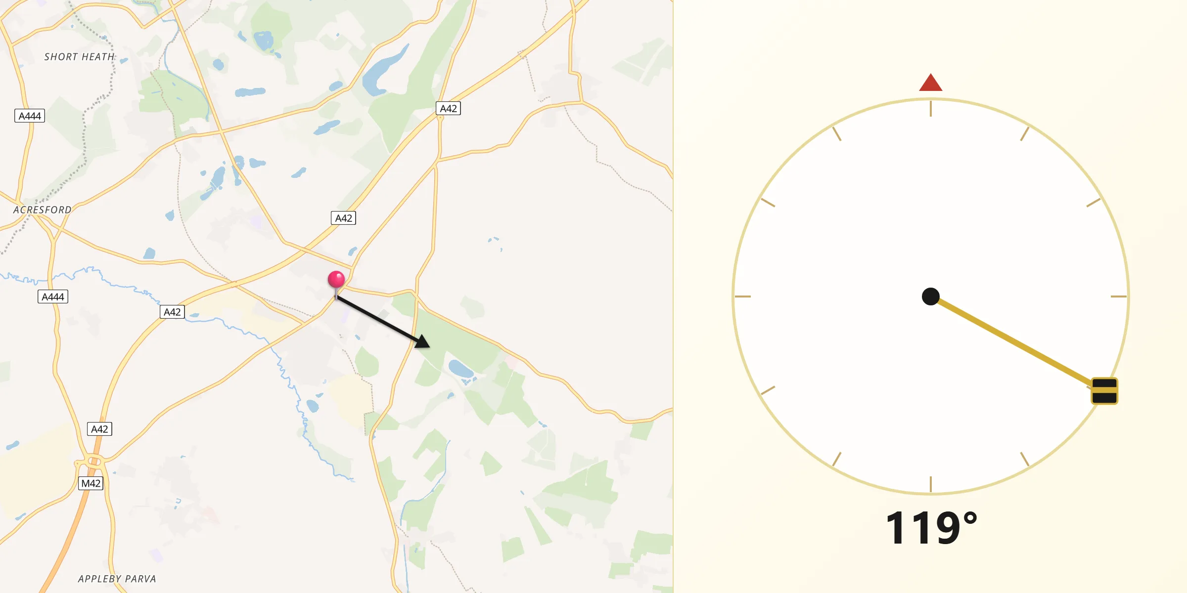Qibla Direction from Measham