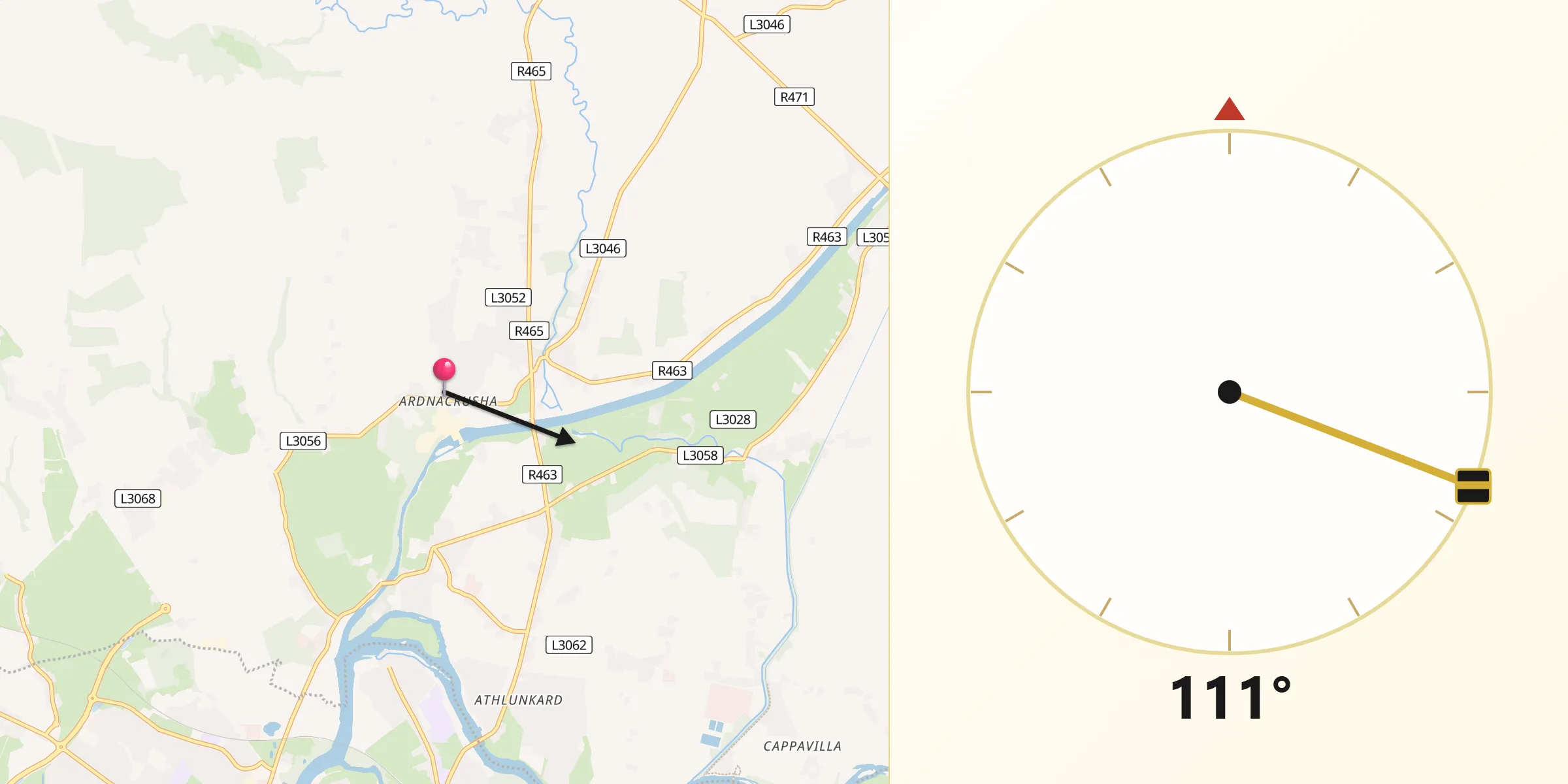 Qibla Direction from Ardnacrusha