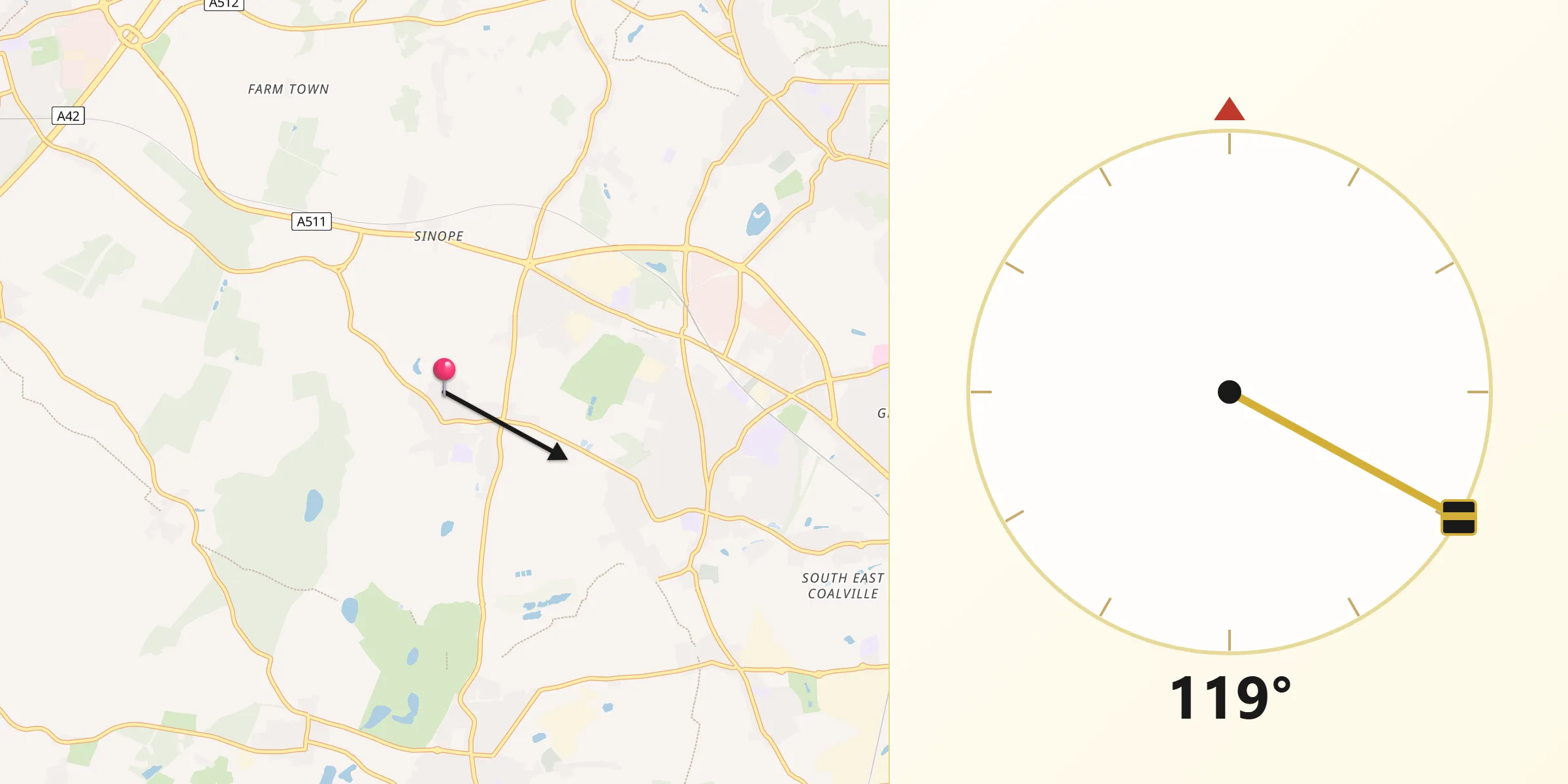 Qibla Direction from Ravenstone