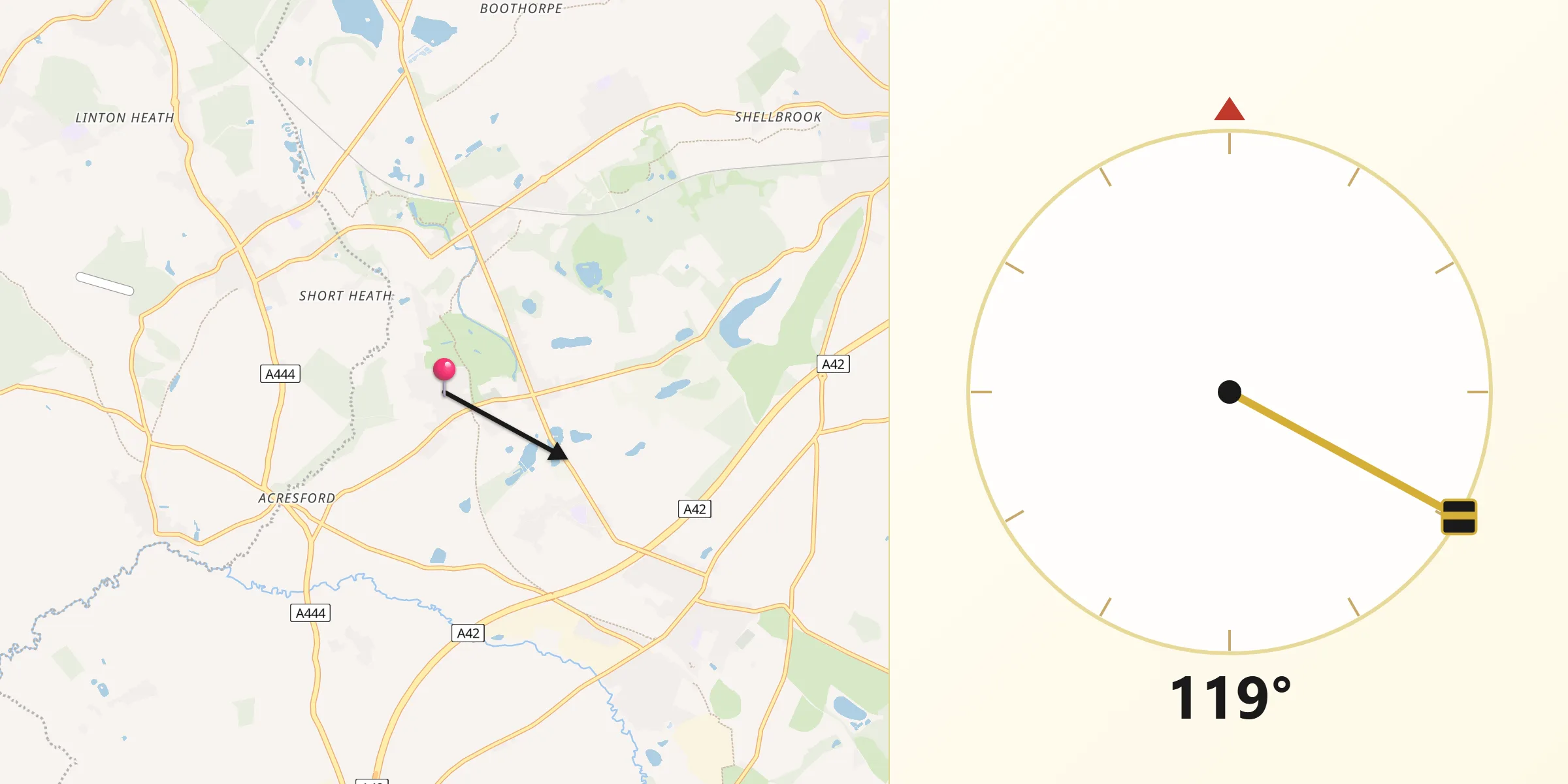 Qibla Direction from Donisthorpe