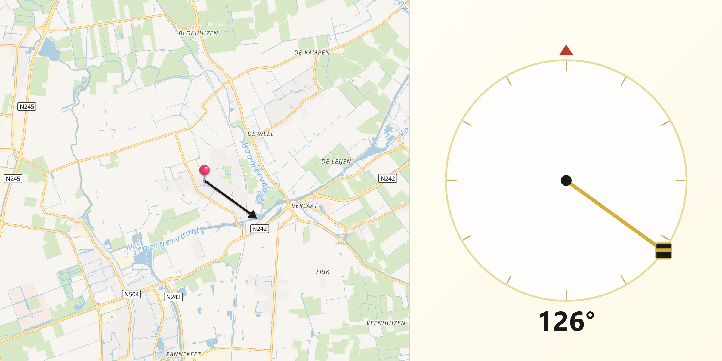 Qibla Richting vanaf Waarland