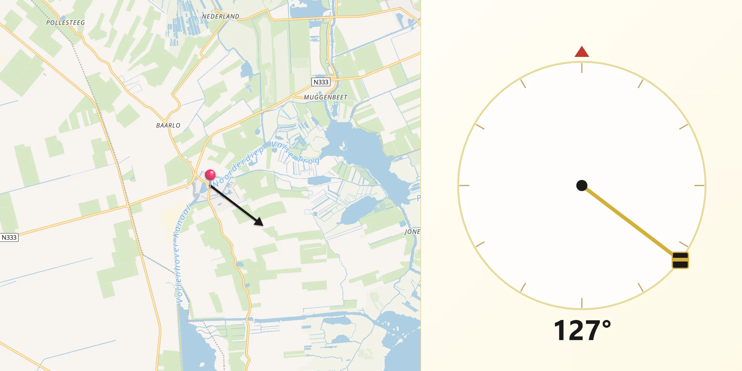Qibla Richting vanaf Blokzijl