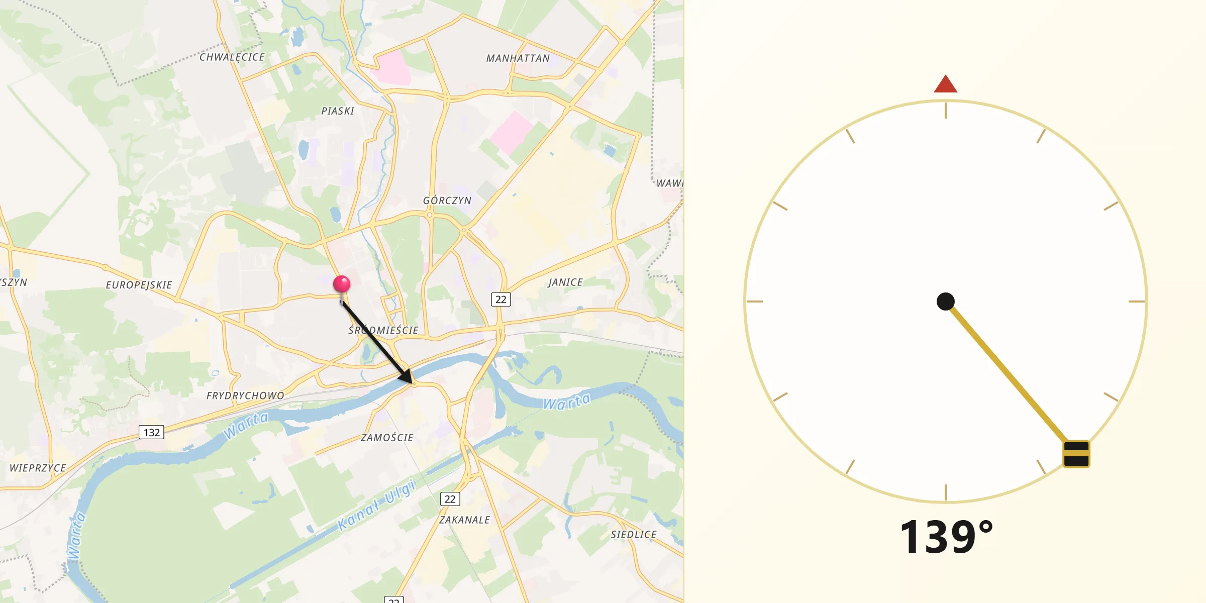 Kierunek Qibla z Gorzów Wielkopolski