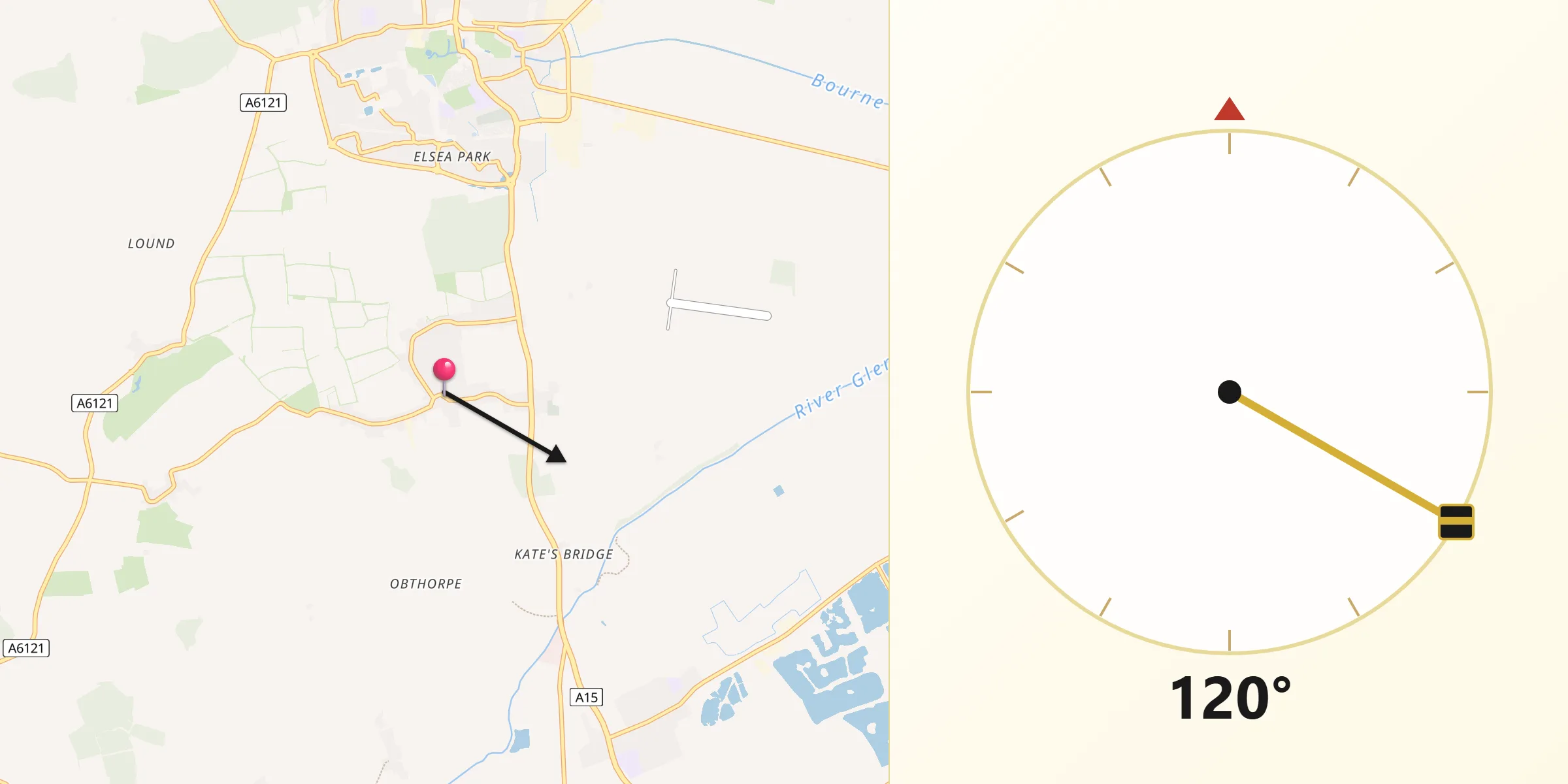 Qibla Direction from Thurlby