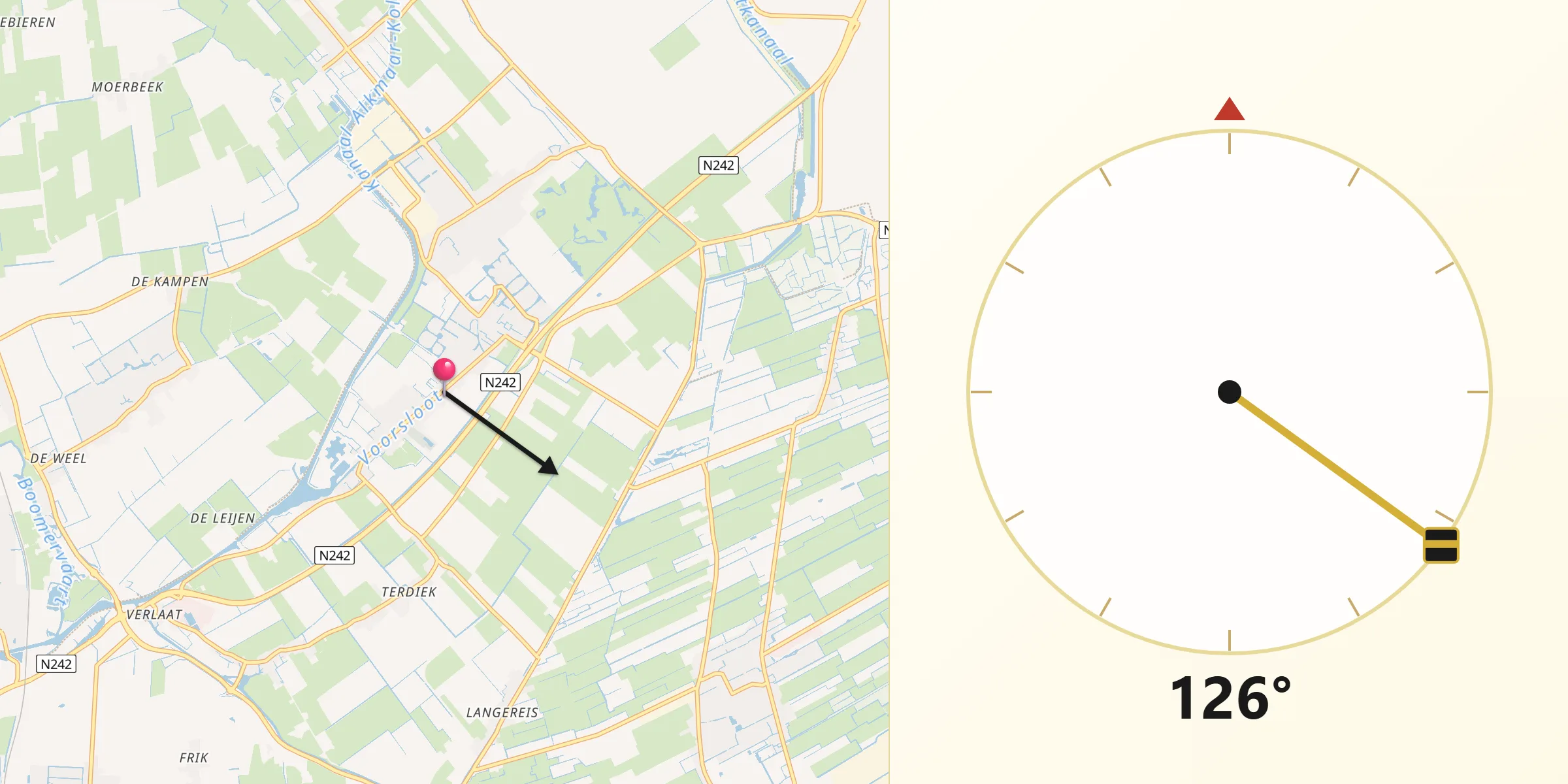 Qibla Richting vanaf Nieuwe Niedorp