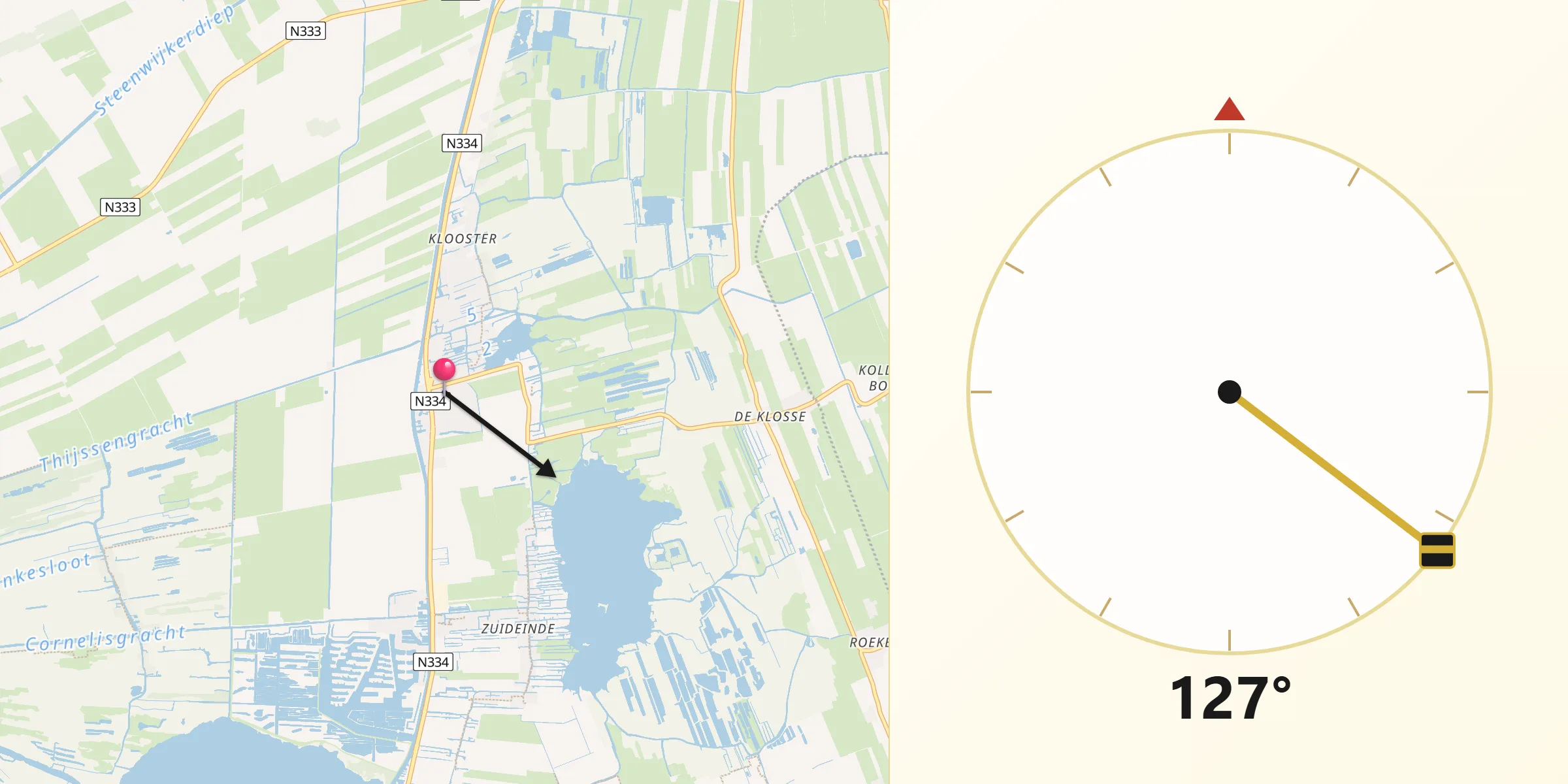 Qibla Richting vanaf Giethoorn