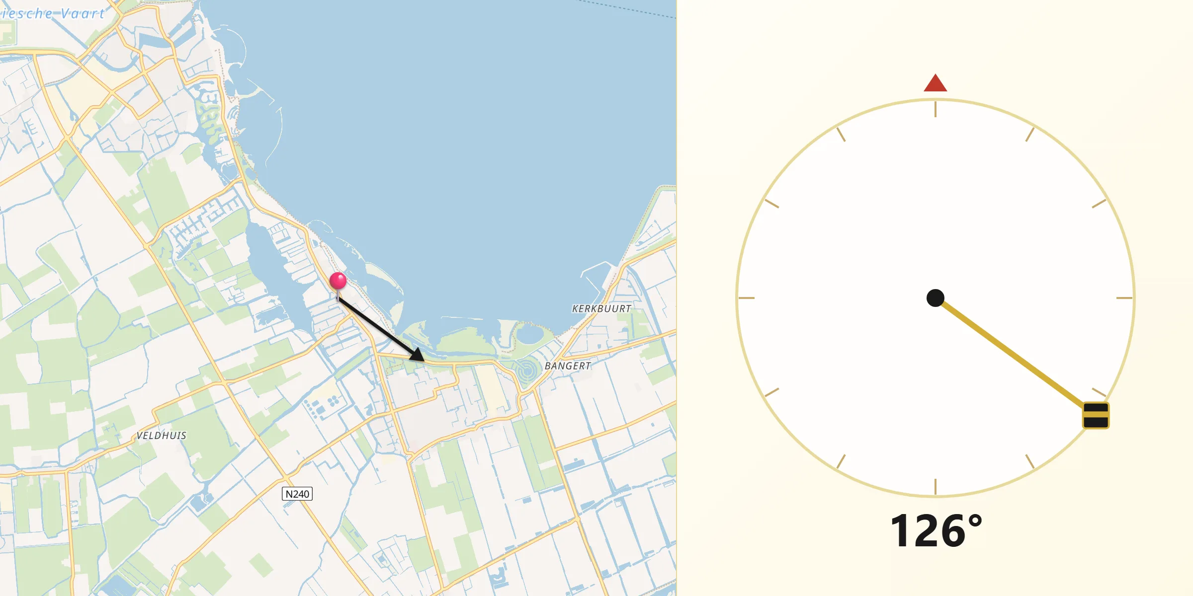 Qibla Richting vanaf Onderdijk