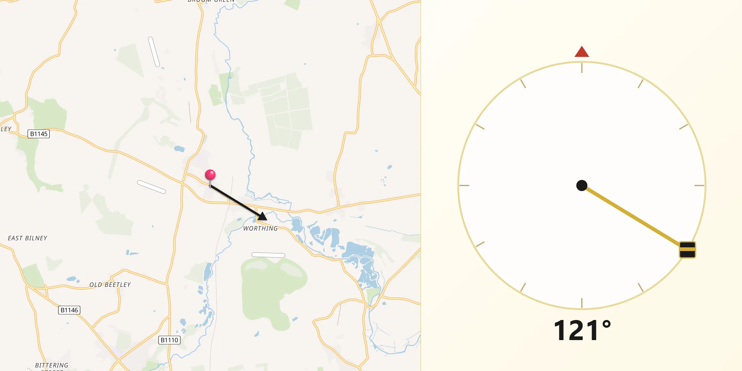 Qibla Direction from North Elmham